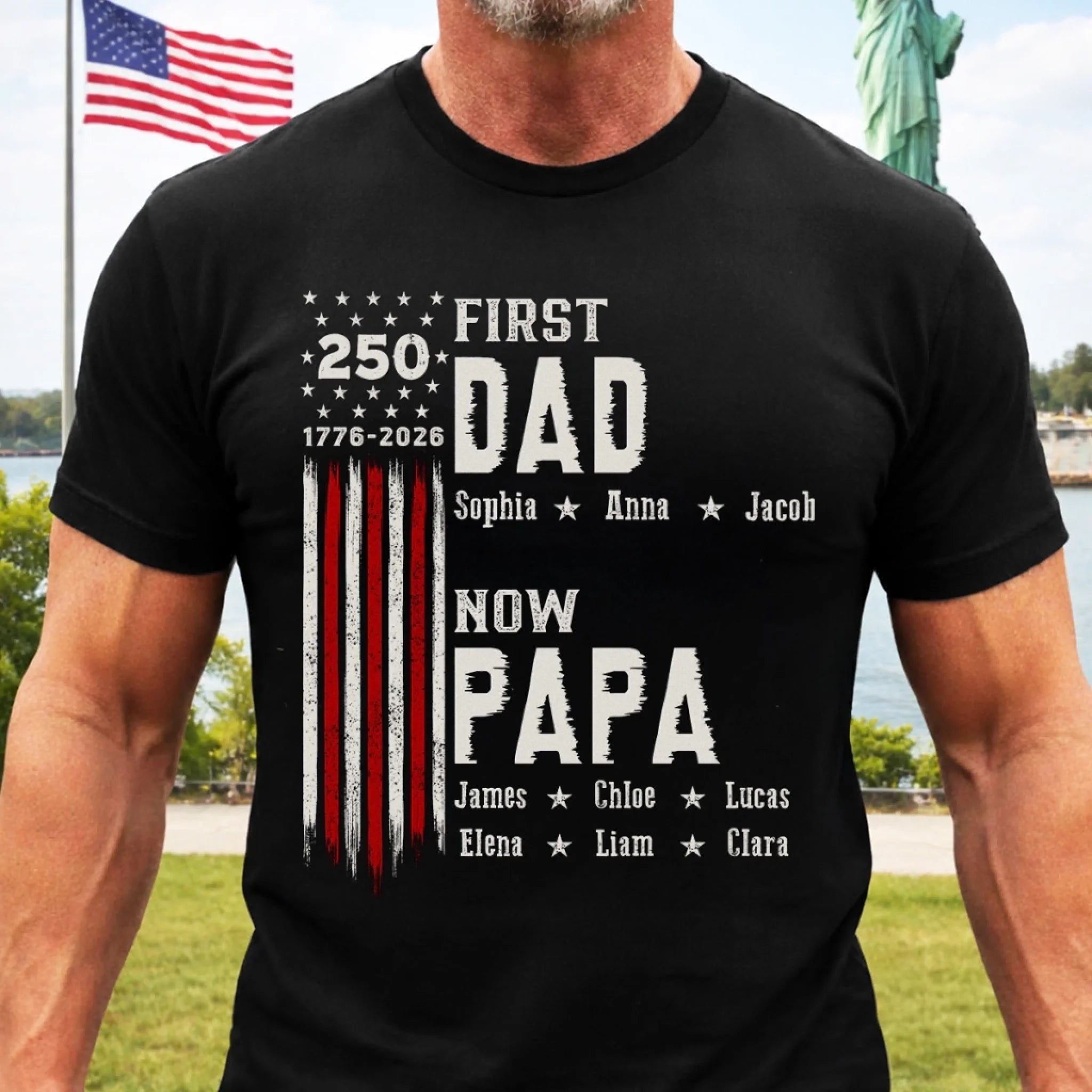 Personalized Father’s Day T-Shirt or Hoodie for Dad Grandpa, America 250th Anniversary Gift