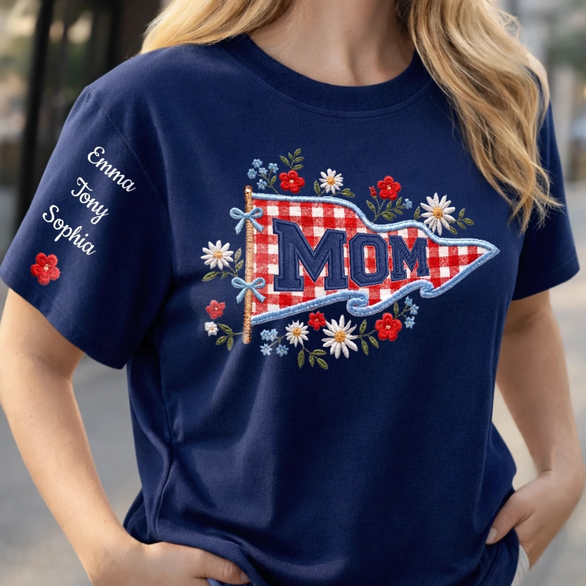 Custom Unisex T-Shirt With Sleeve Design, Personalized Birthday Gift for Mom or Grandma