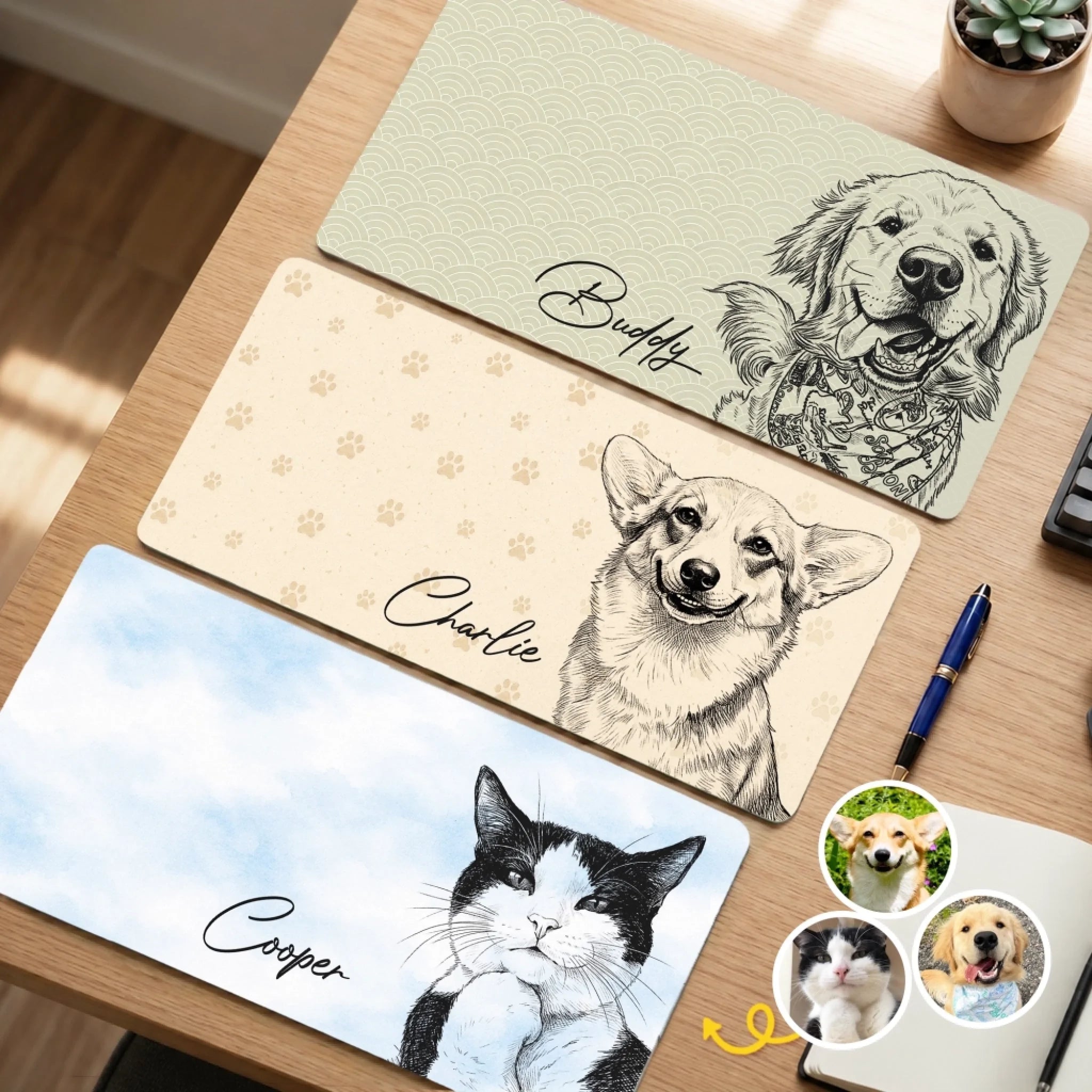 Custom Photo Desk Mat, Personalized Pet Lover Gift for Dog Dad Mom Cat Owner Father’s Day Birthday