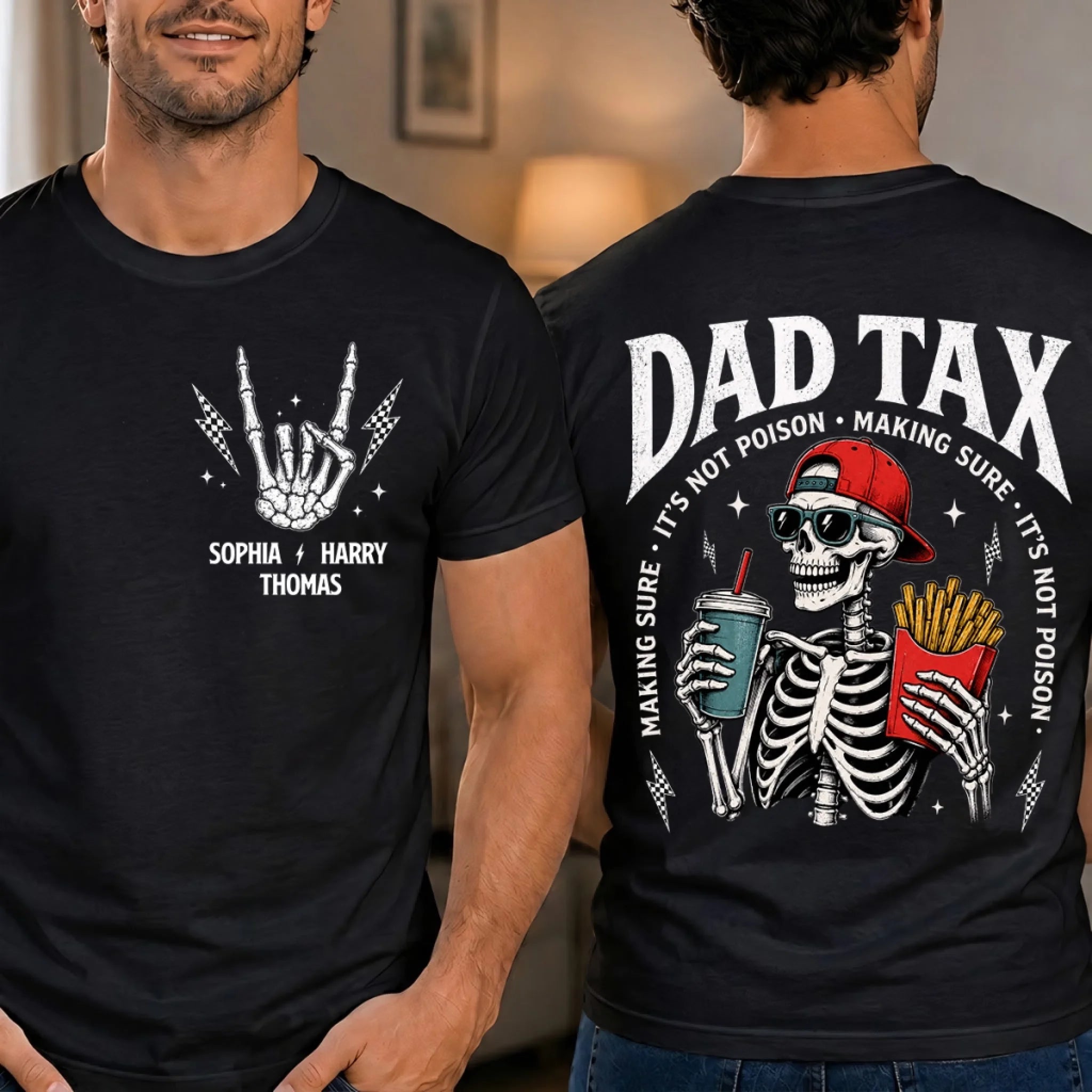 Custom Dad Tax Unisex T-Shirt Personalized Father's Day Birthday Gift for Dad or Grandpa