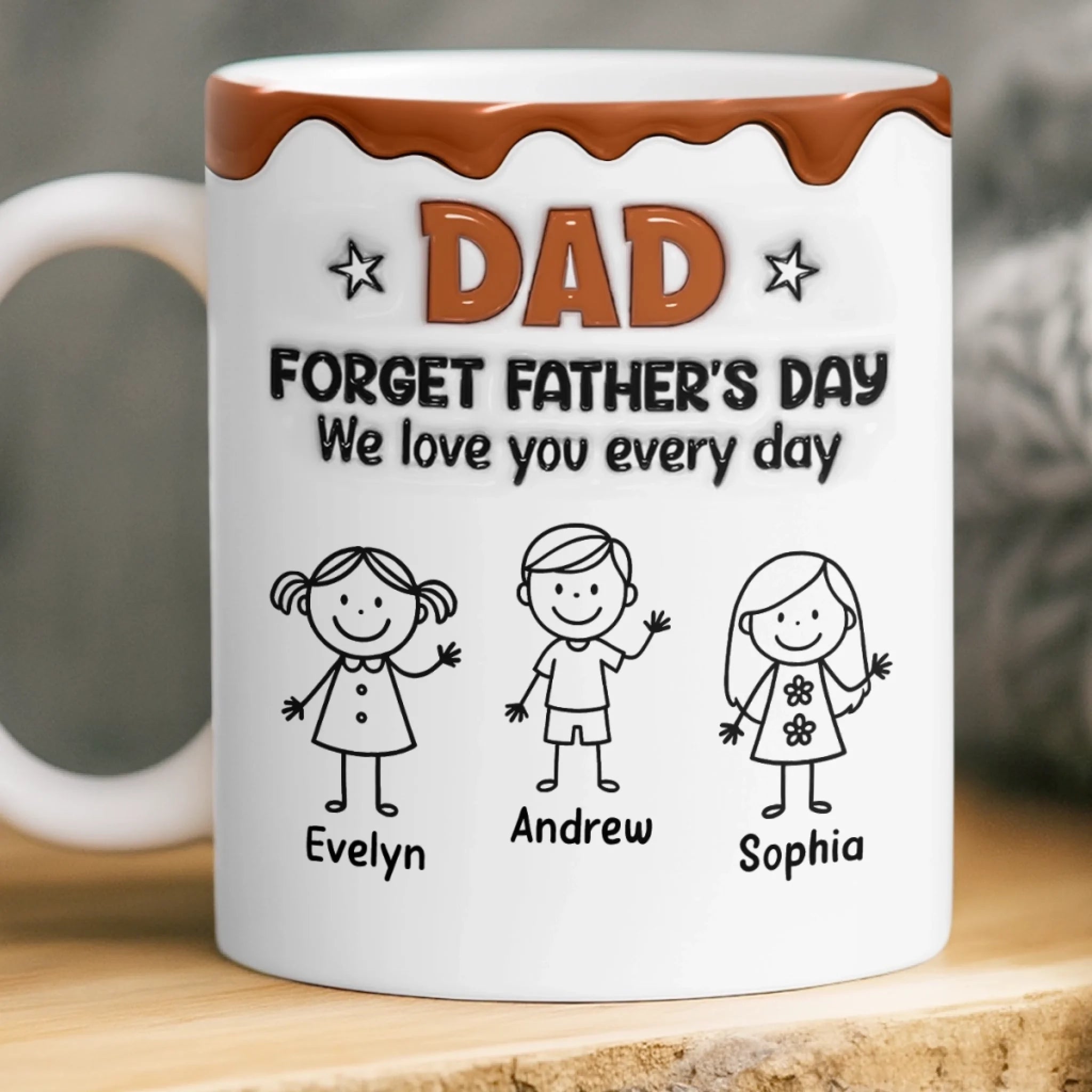 Custom 3D Inflated Effect Mug, Personalized Dad Energy Gift for Father’s Day, Birthday, Dad or Grandpa