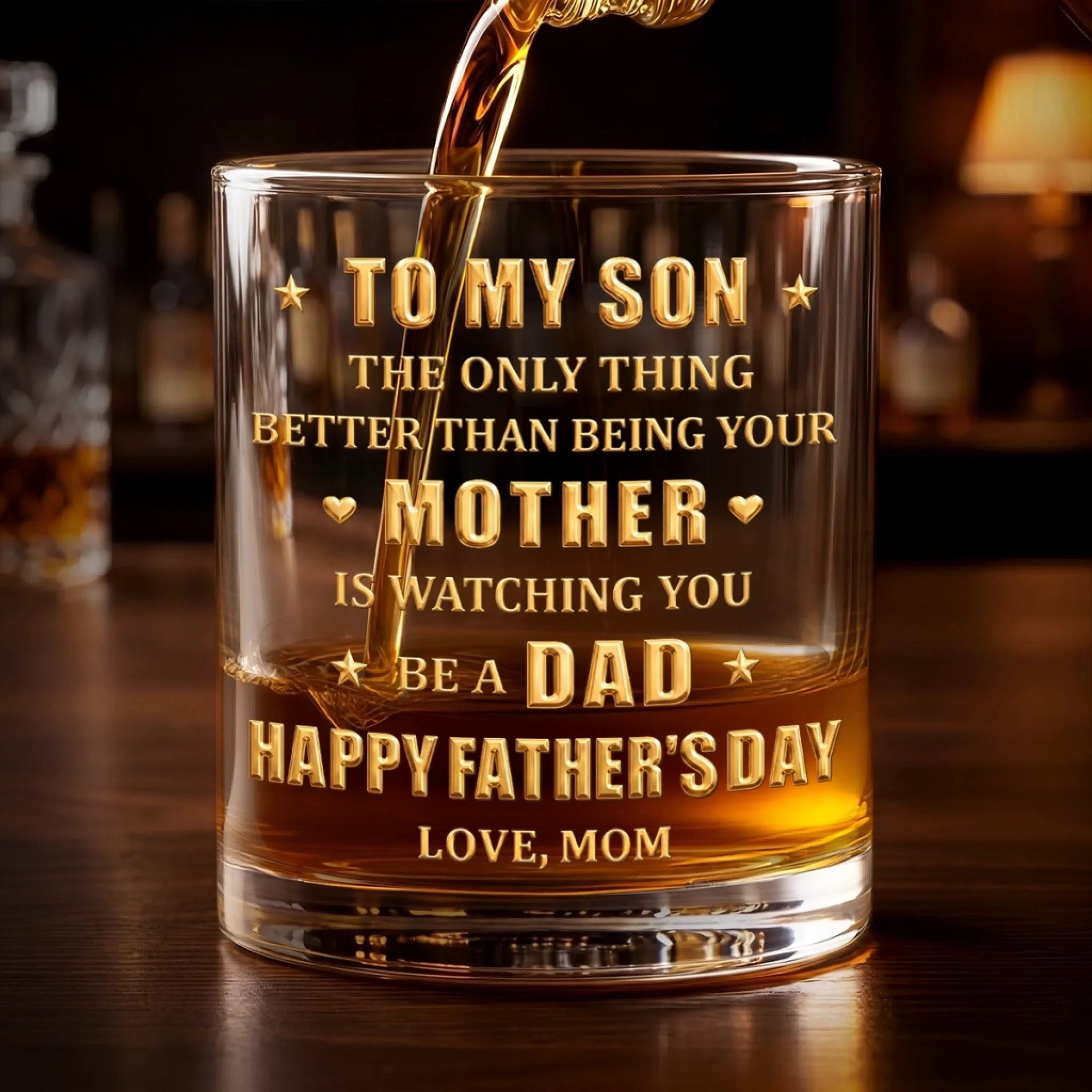 Custom Whiskey Glass, Personalized Father's Day Gift for Son, Raised a Son Cheer a Dad