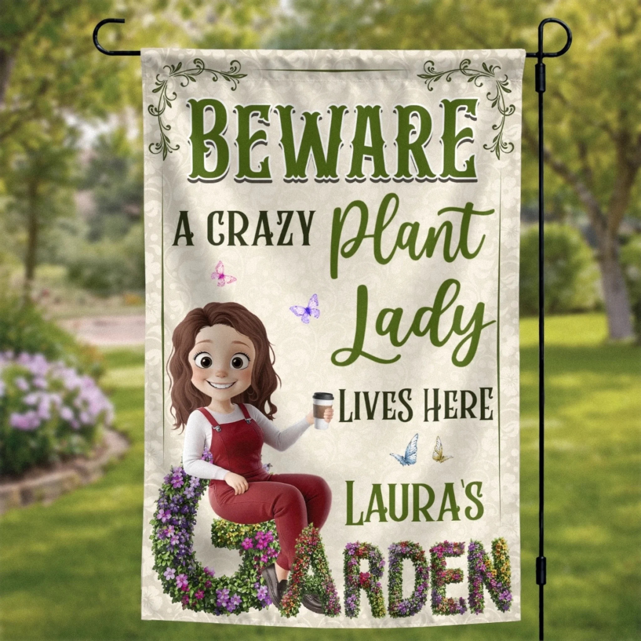 Custom Birthday Garden Flag, Personalized Gardener Gift Greeting You With Fresh Blooms