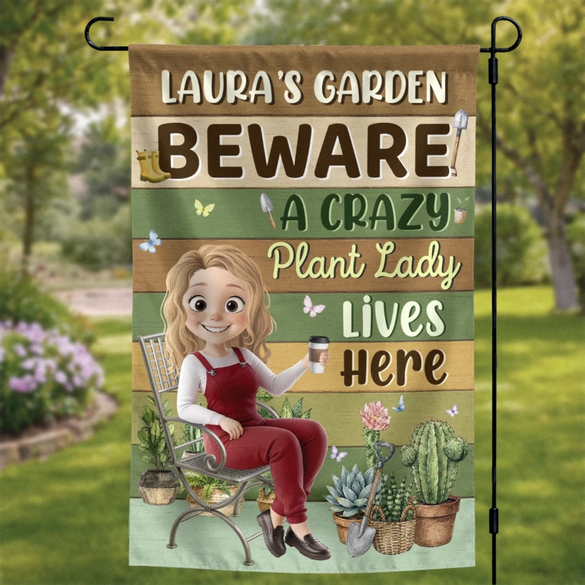 Custom Birthday Garden Flag for Gardeners, Personalized Welcome to Her Happy Corner Gift