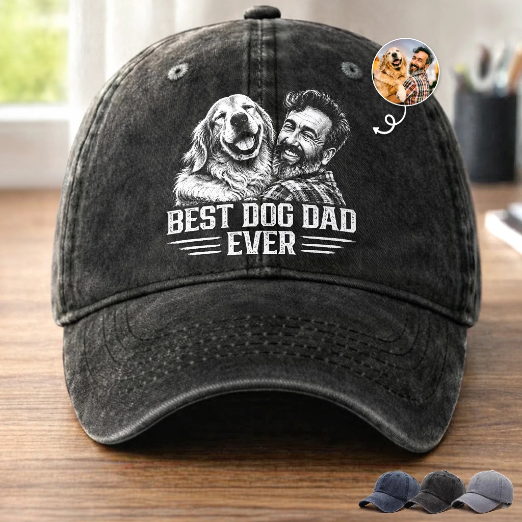 Custom Photo Washed Baseball Cap for Dog & Cat Lovers, Personalized Dog Dad Mom Gift