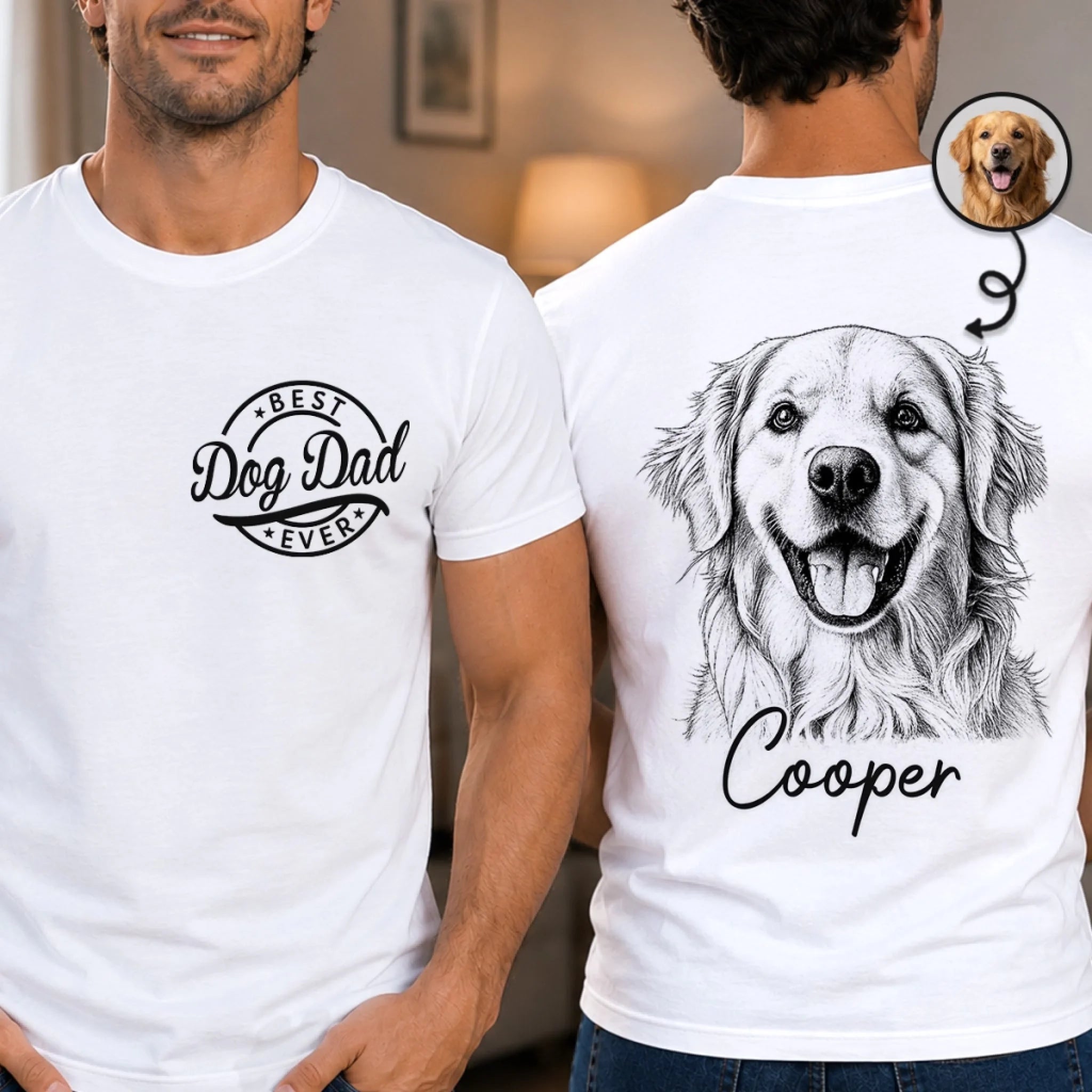 Custom Photo T-Shirt for Dog and Cat Lovers, Personalized Pet Parent Father's Day or Birthday Gift