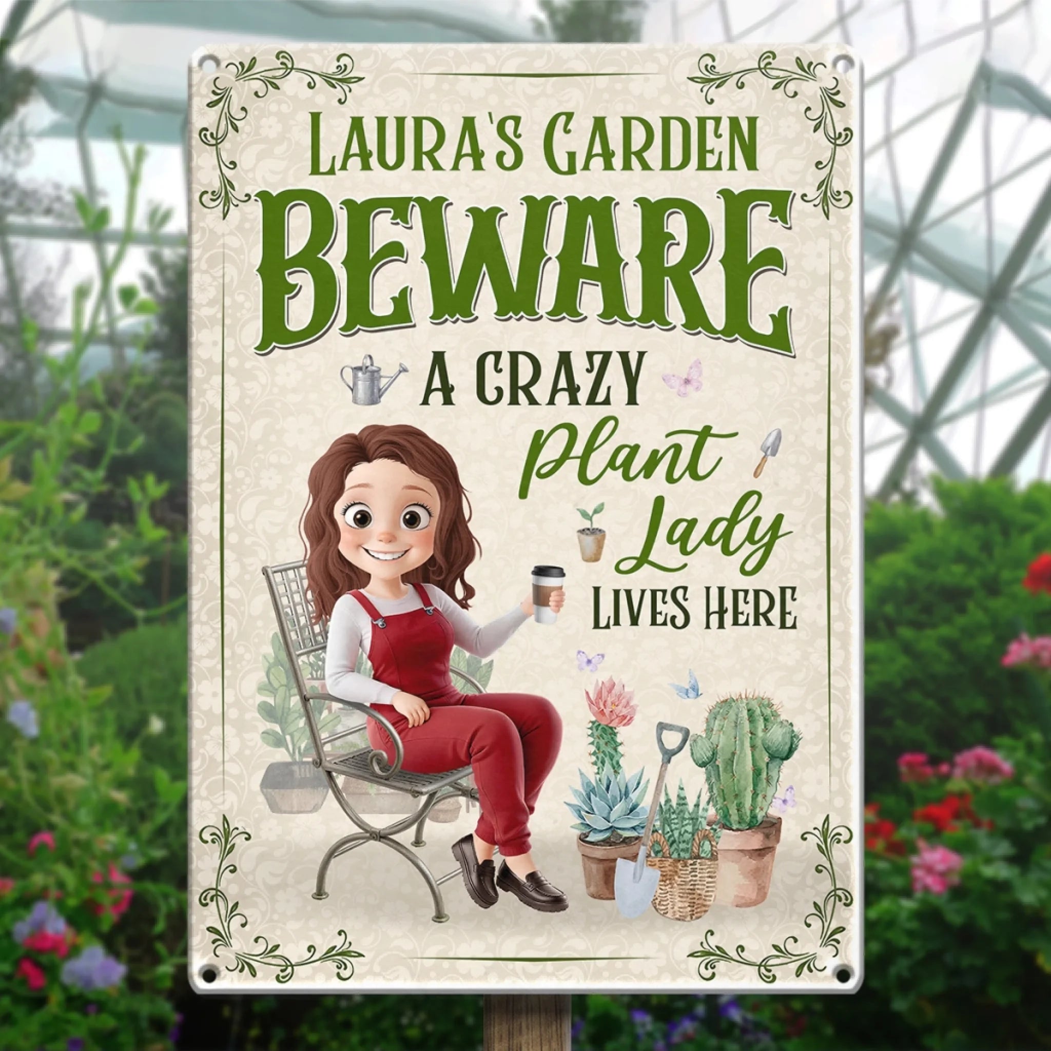 Custom Home Decor Metal Sign Personalized Birthday Garden Gift for Gardeners Her Green Kingdom