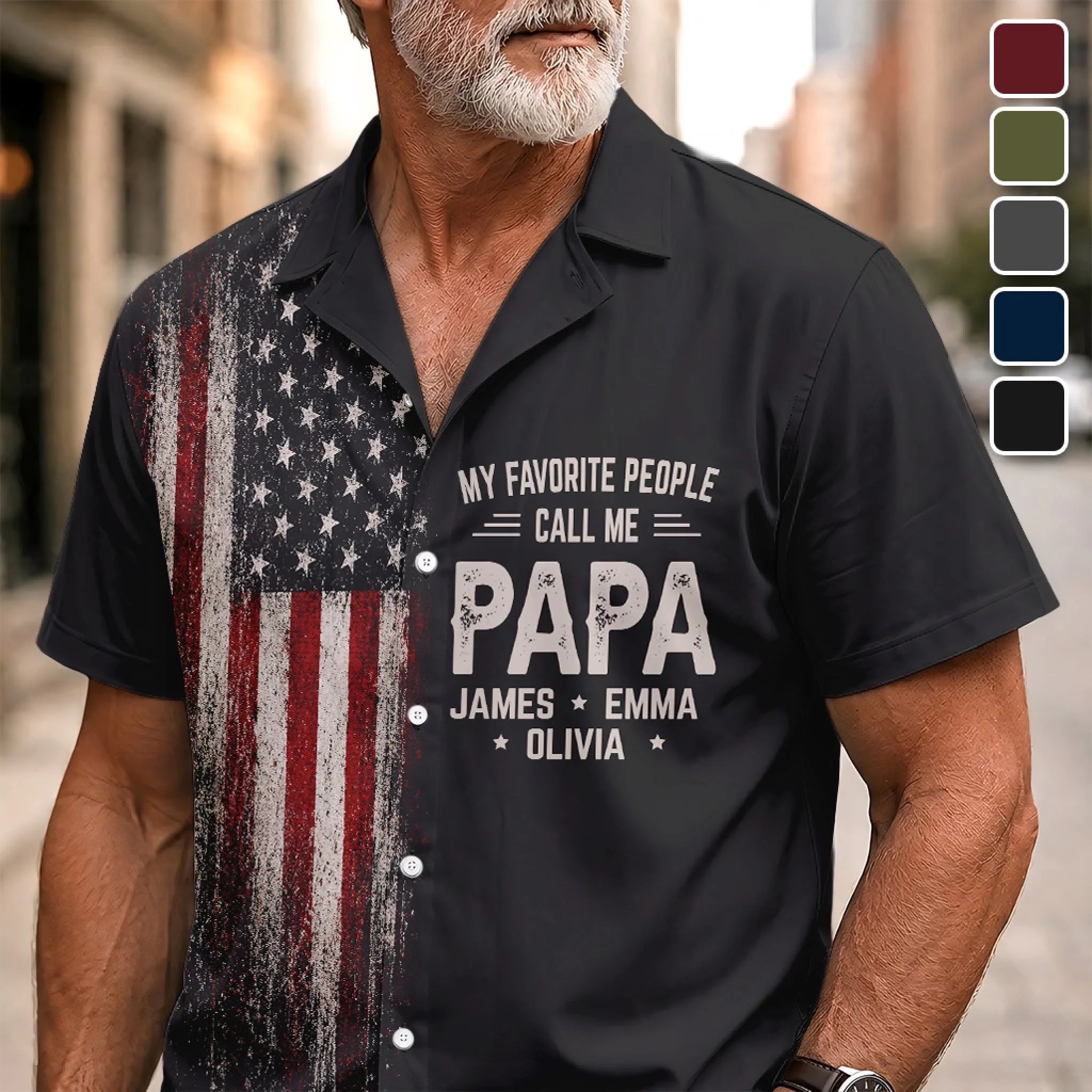 Custom Unisex Tropical Hawaiian Aloha Shirt, America 250th Anniversary Father’s Day Gift for Dad