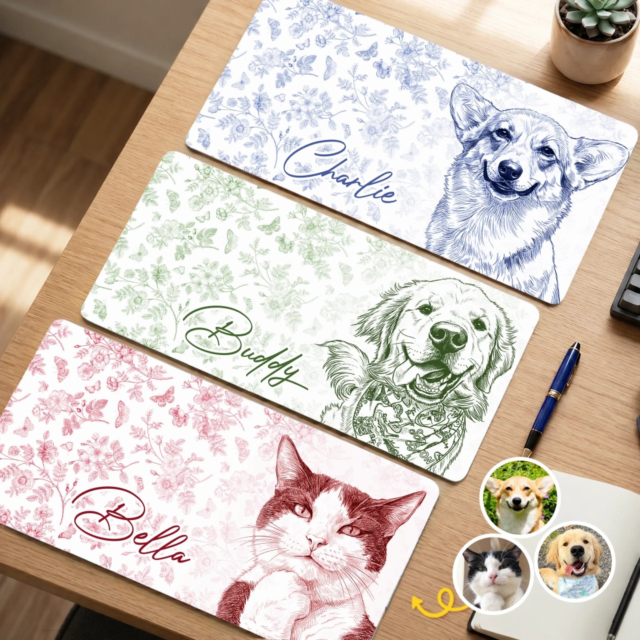 Custom Photo Desk Mat for Dog & Cat Lovers, Personalized Pet Birthday Gift for Dog Moms, Dads & Cat Owners