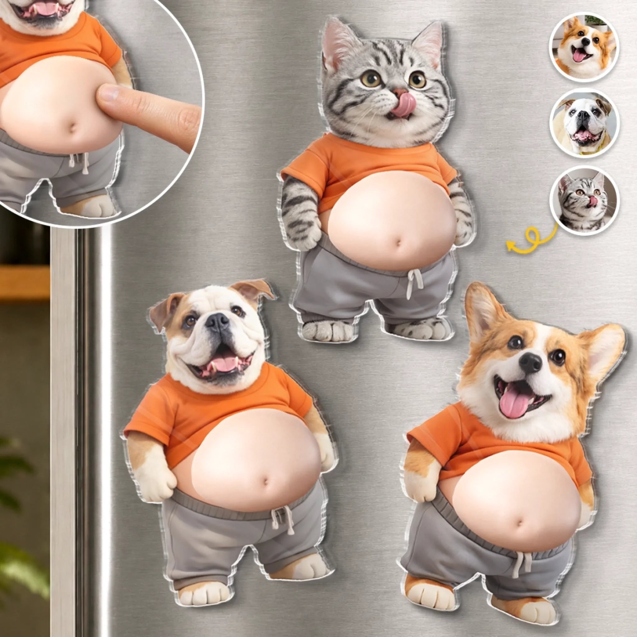 Custom Photo Squishy Acrylic Fridge Magnet, Personalized Gift for Dog & Cat Moms and Dads