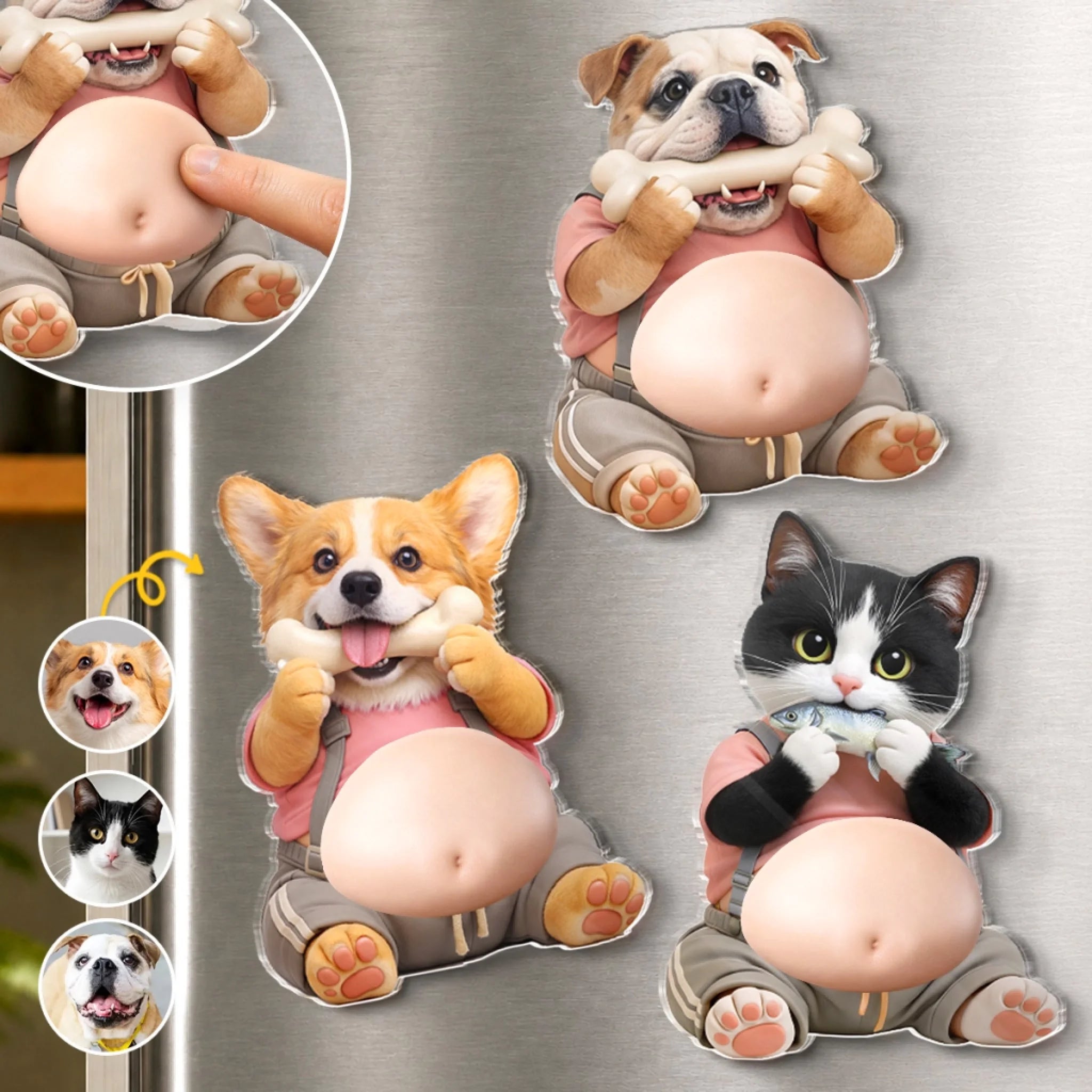 Personalized Photo Squishy Acrylic Fridge Magnet Gift for Dog and Cat Lovers
