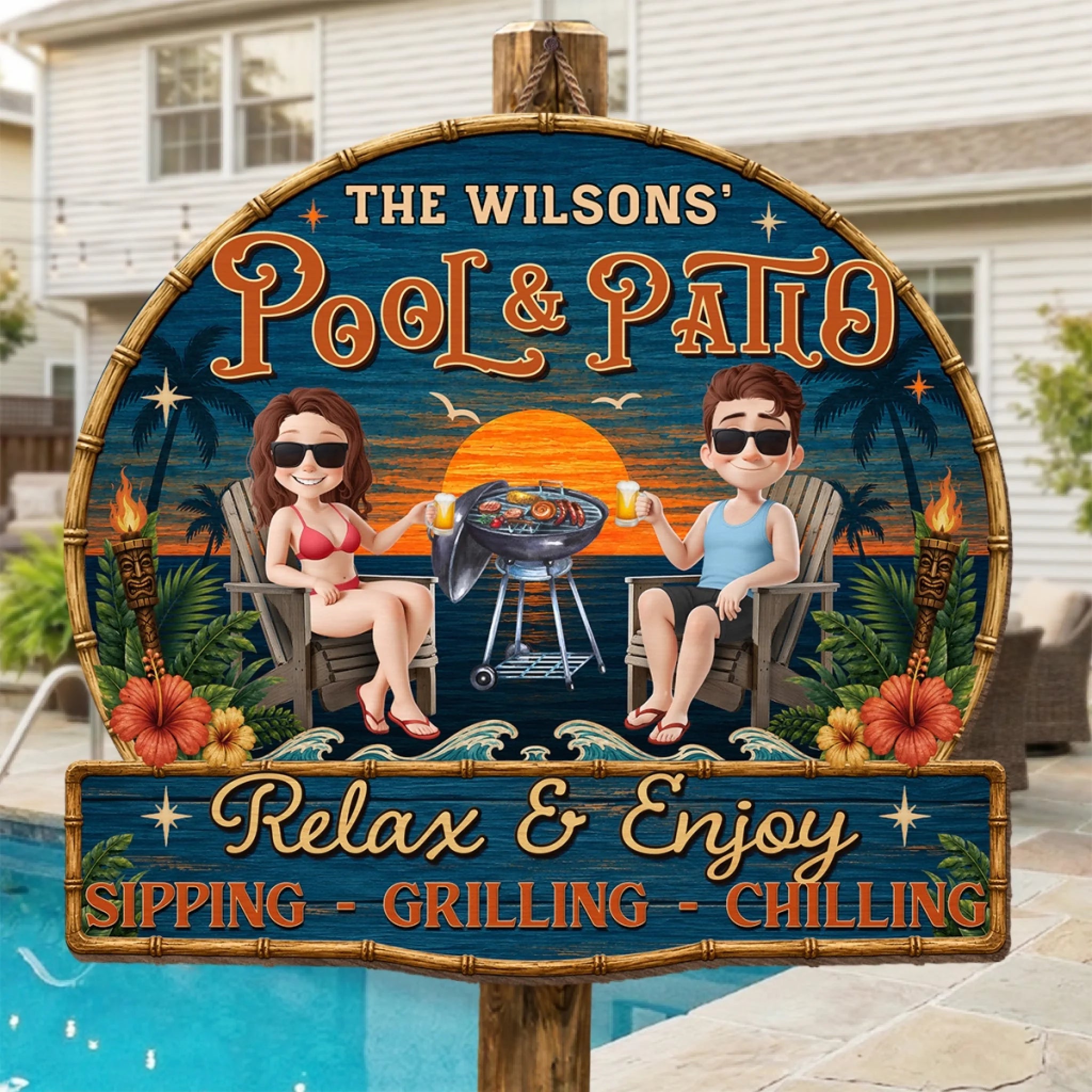 Personalized Wood Sign for Couples, Summer Vacation Travel Gift for Husband and Wife