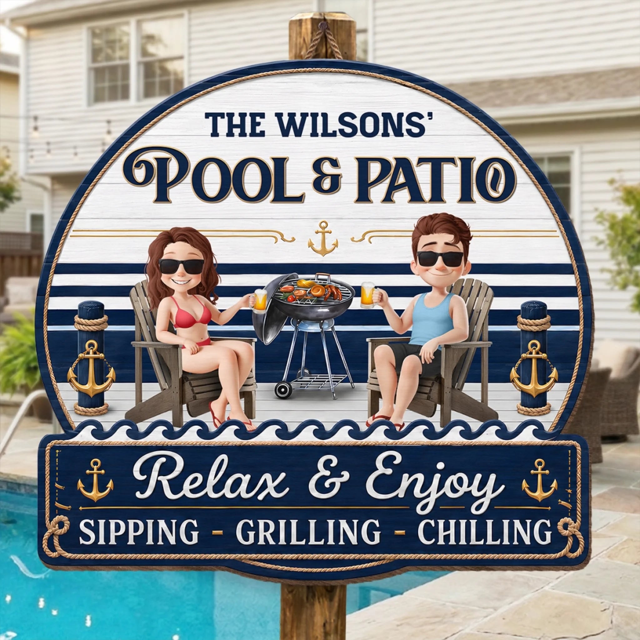 Custom Wood Sign Personalized Coastal Escape Travel Gift for Husband and Wife