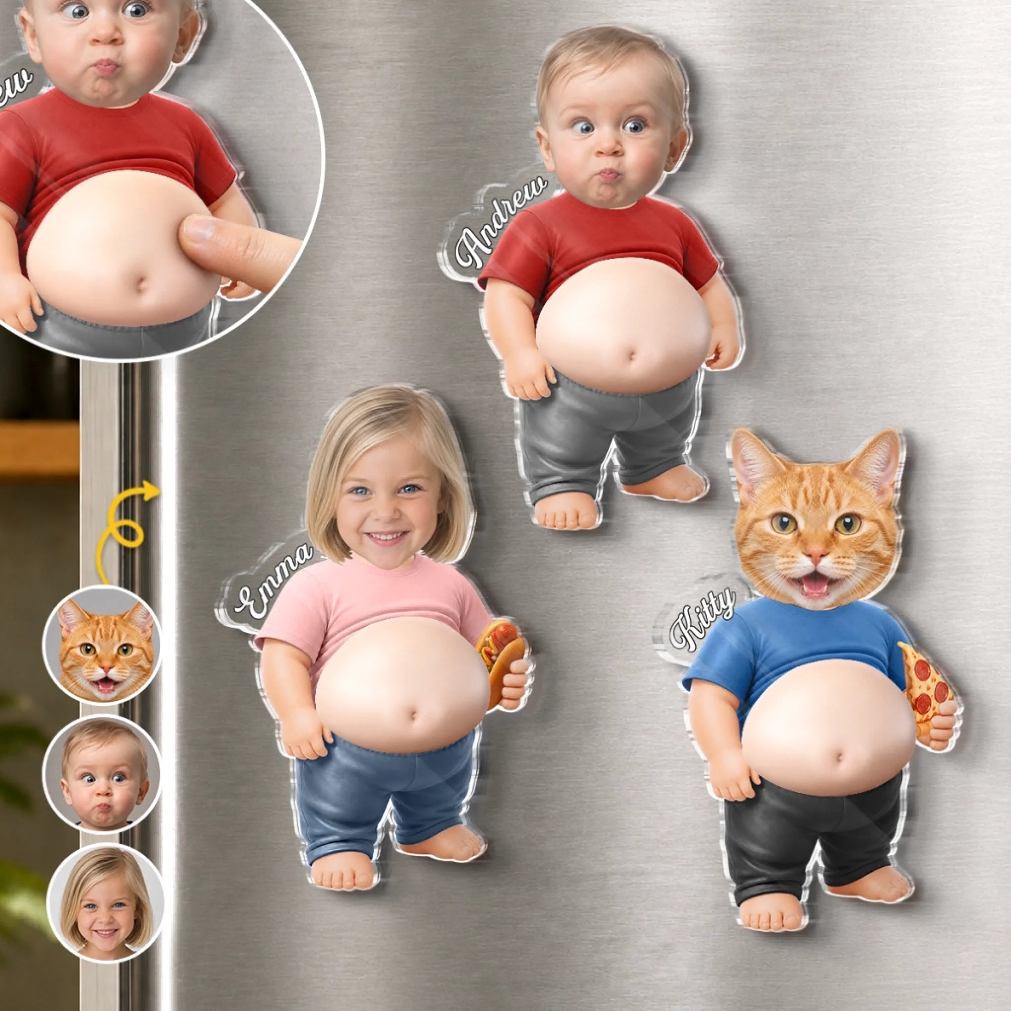 Custom Photo Dad Bod Belly Squishy Acrylic Fridge Magnet Personalized Funny Gift for Dad or Grandpa