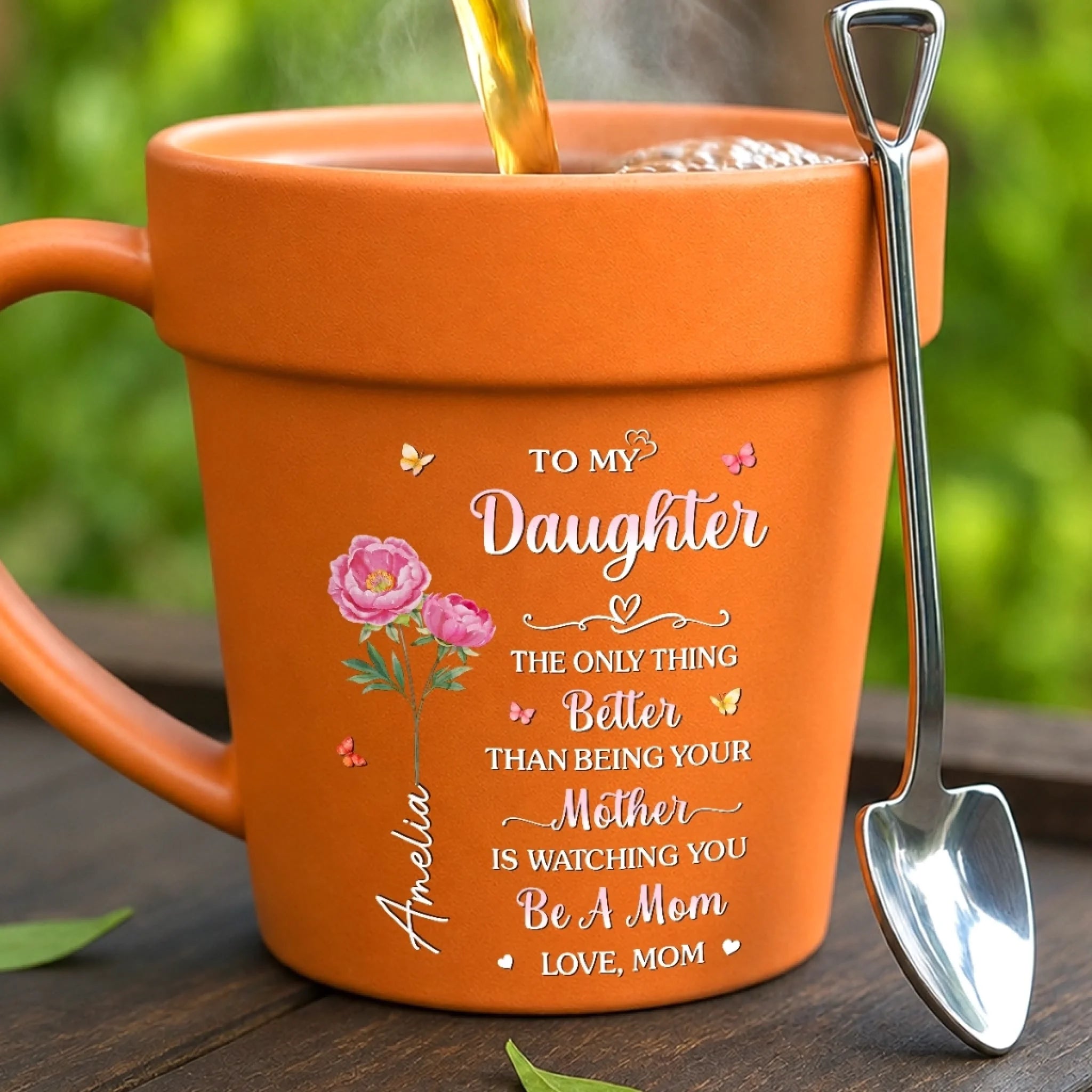 Custom Plant Pot Ceramic Mug, Personalized Birthday Garden Gift for Gardeners or Daughter