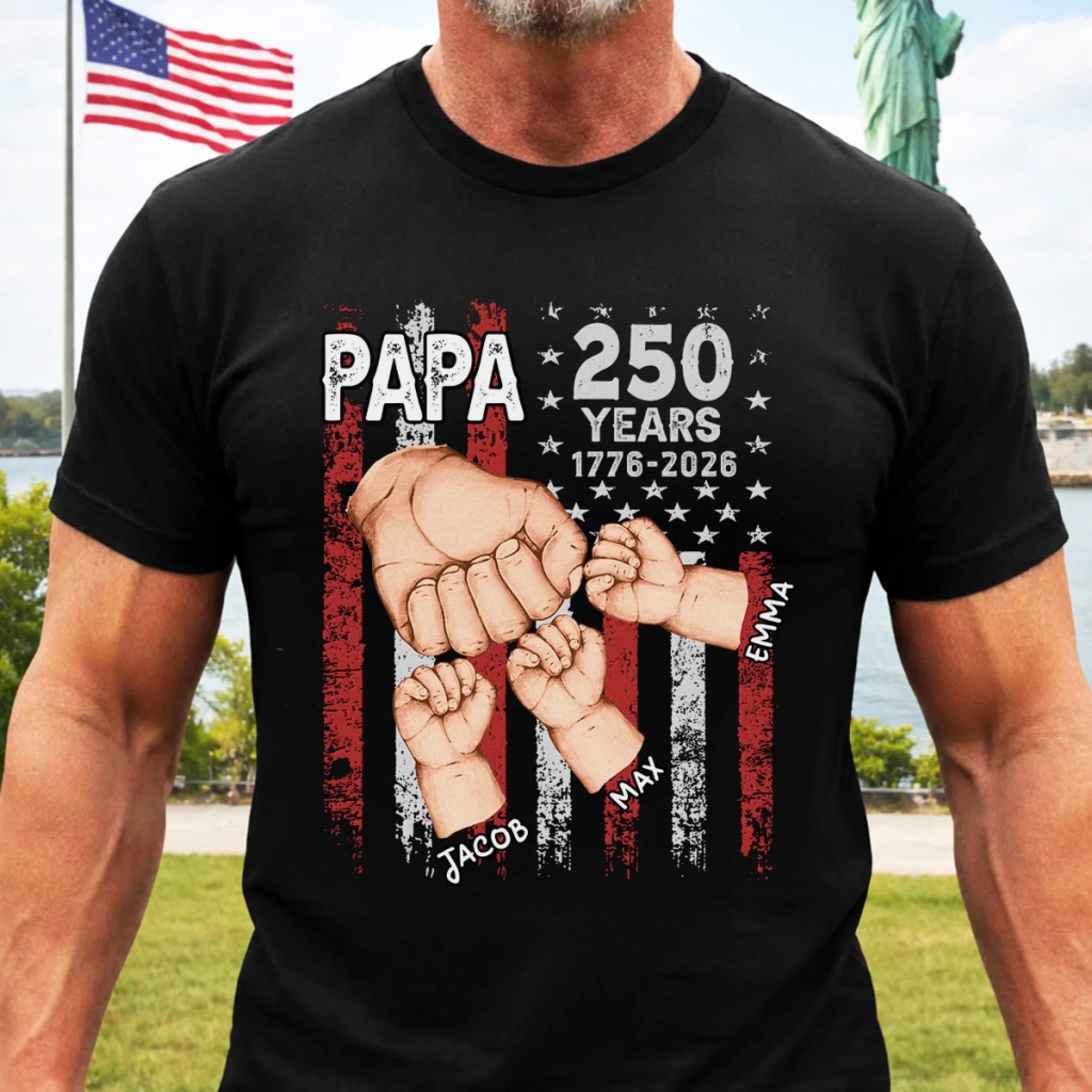 Custom T-Shirt or Hoodie, Personalized America 250th Anniversary Father’s Day Gift for Dad or Grandpa