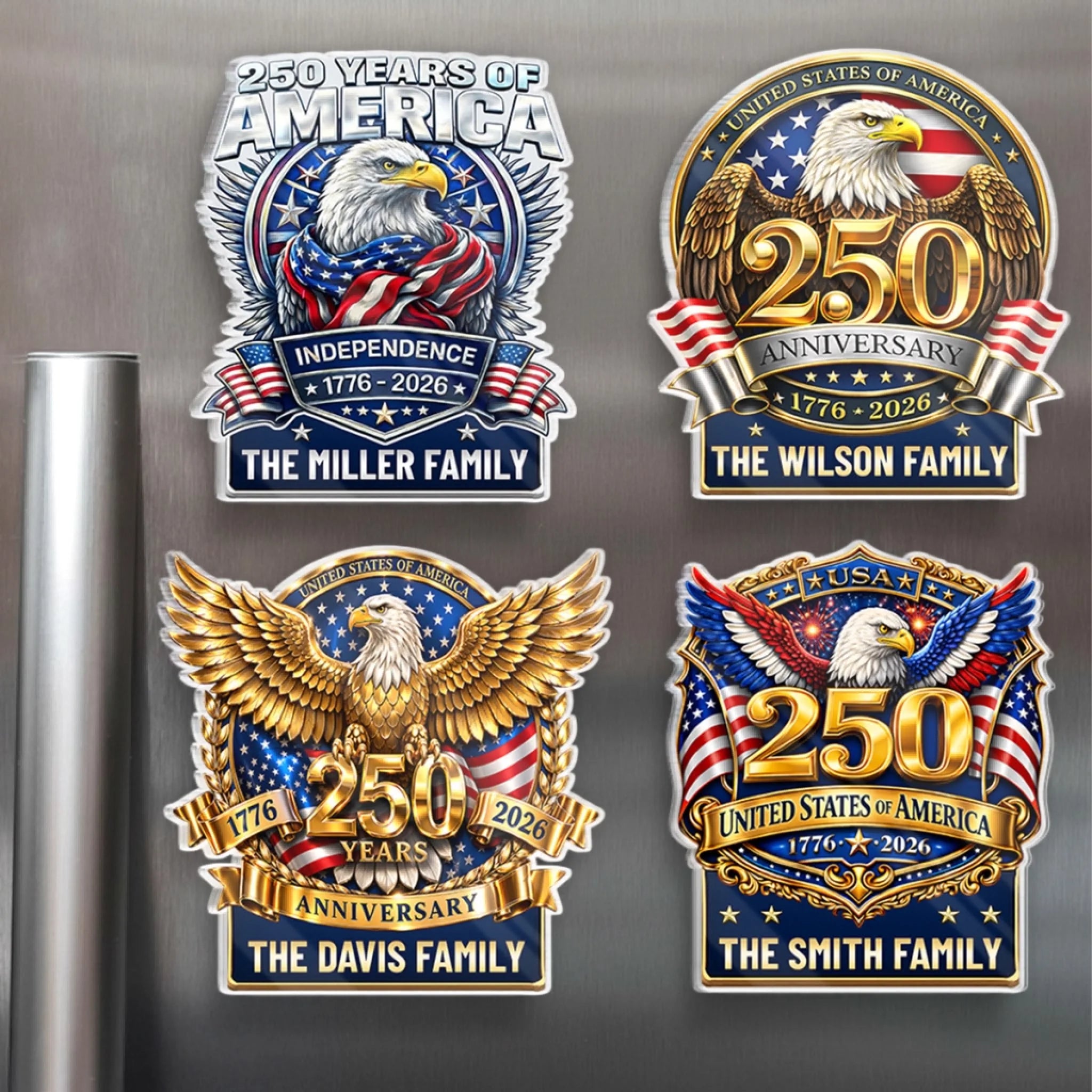 Land of the Free Custom Acrylic Fridge Magnet, Personalized America 250th Anniversary Gift