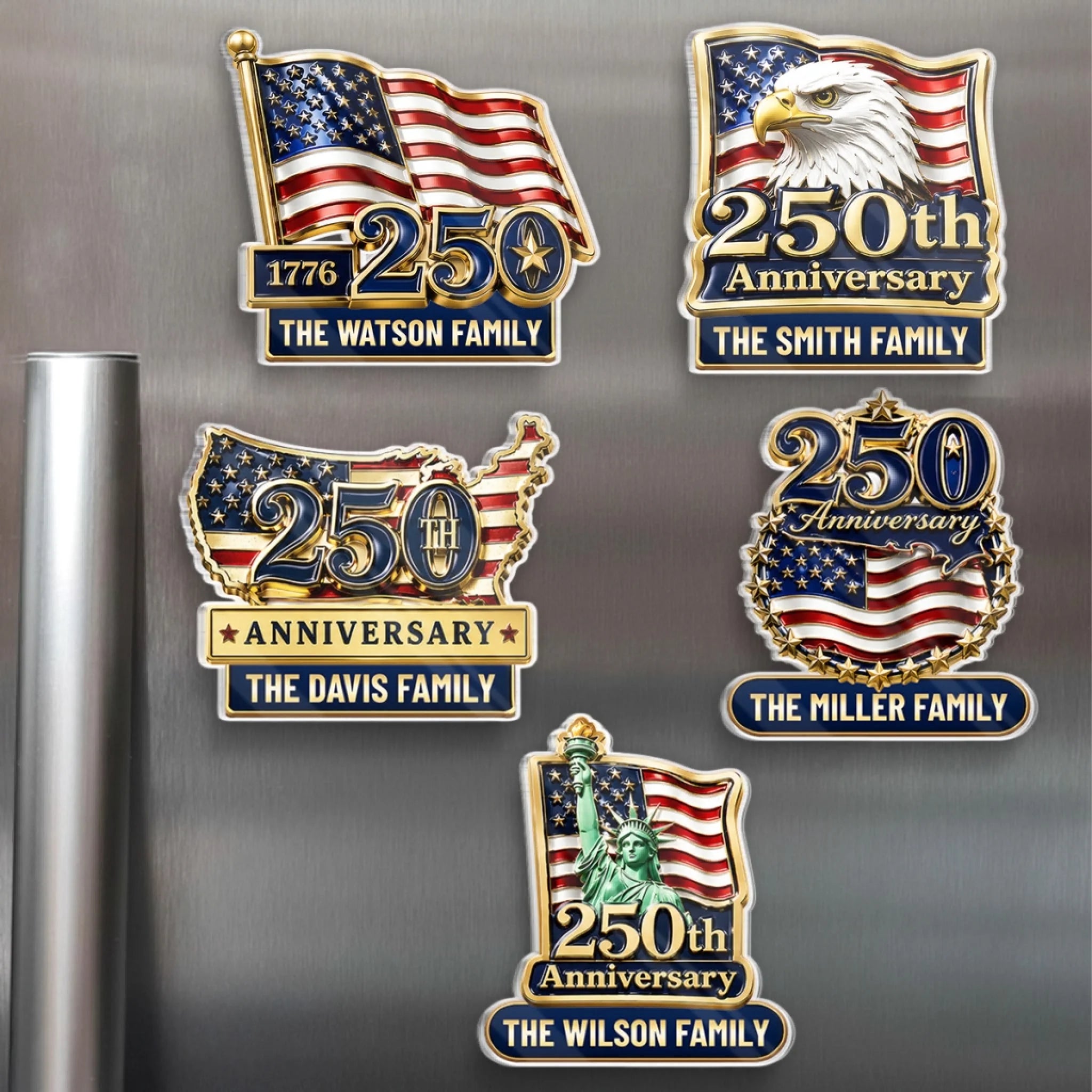 Custom Acrylic Fridge Magnet Personalized America 250th Anniversary Gift for Family Freedom Never Fades