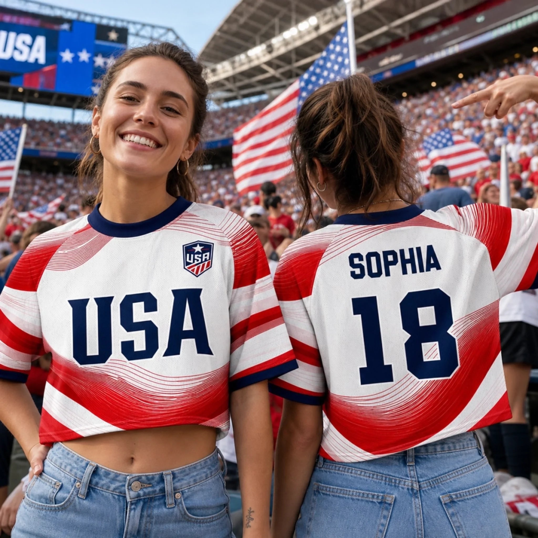 Custom Women's USA 2026 Soccer Jersey Crop Tee, Personalized Birthday Gift for Soccer Fans