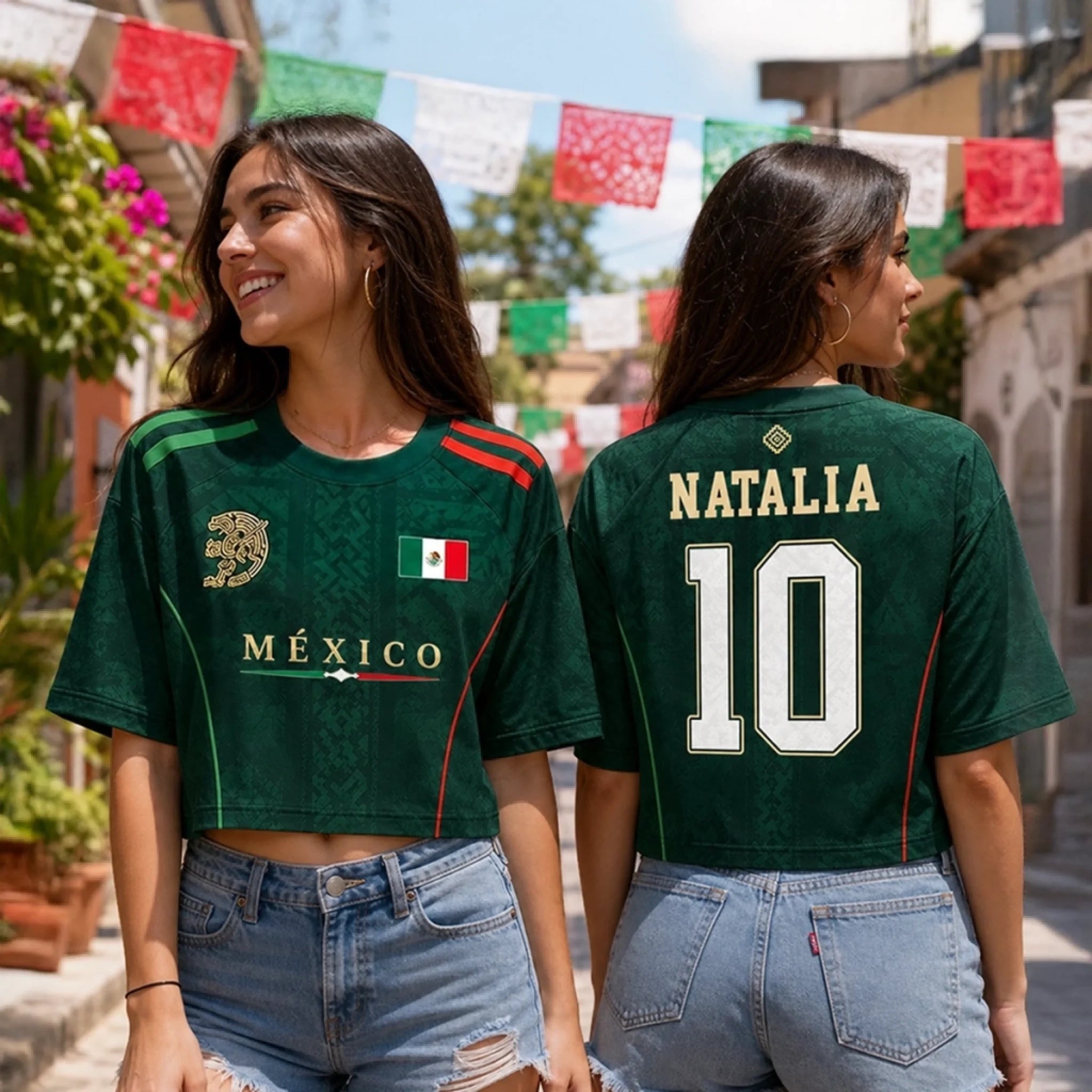Custom Women's Mexico 2026 Jersey Crop Tee, Personalized Birthday Gift for Soccer Lovers