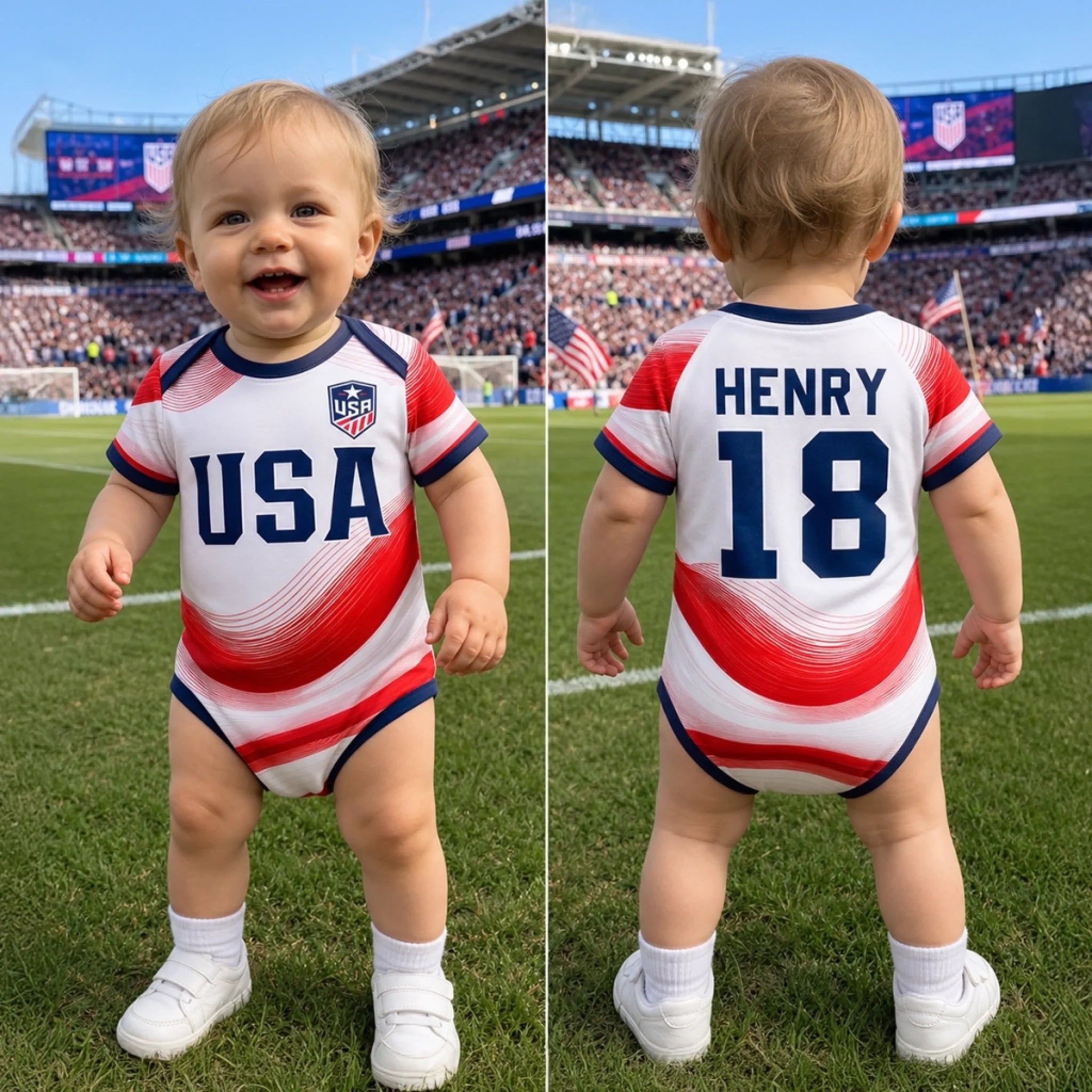 Custom USA 2026 Baby Jersey Bodysuit, Personalized Soccer Baby Shower Gift