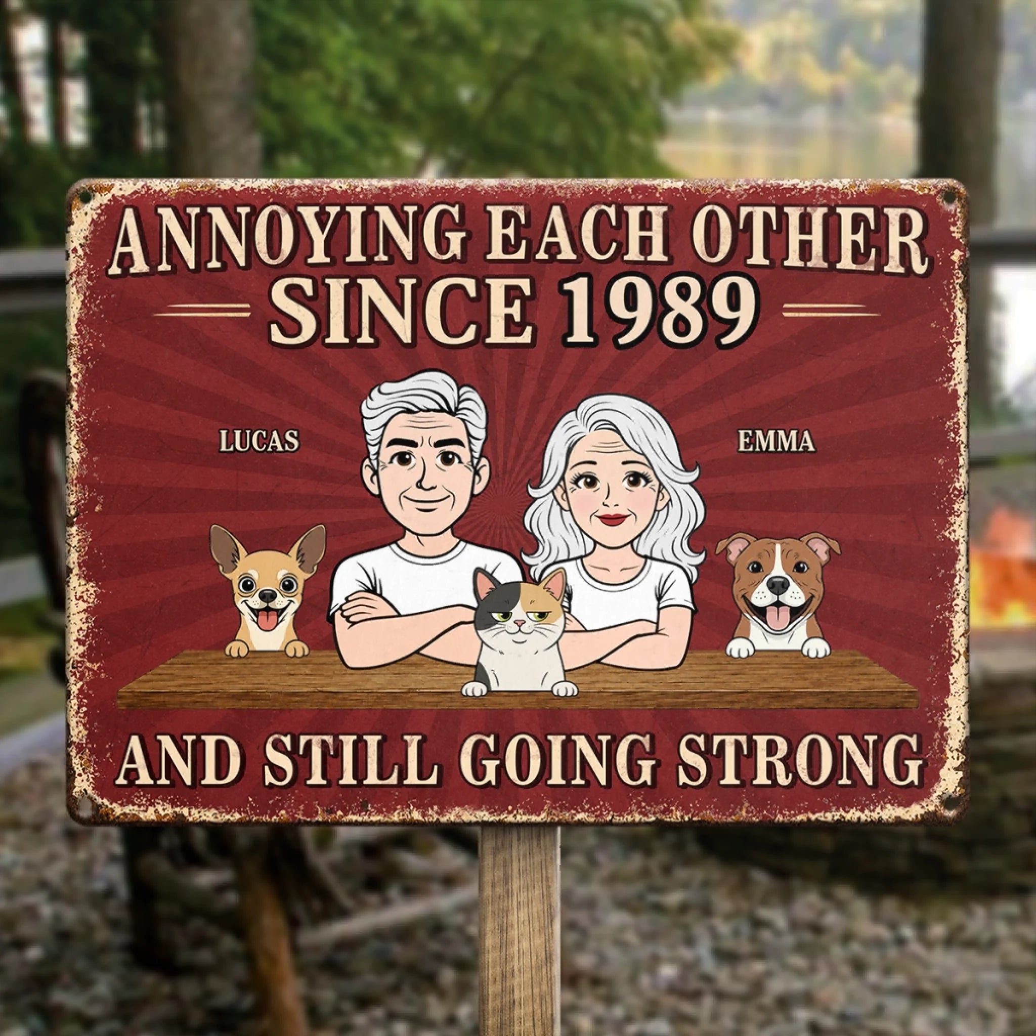 Custom Metal Sign Personalized Home Decor Anniversary Wedding Camping Gift for Pet Lovers
