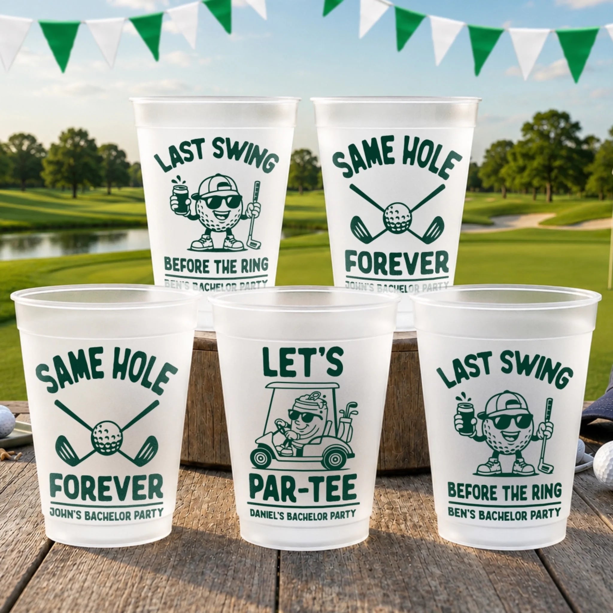 Custom Bachelor Golf Party Plastic Cups, Personalized Birthday Gifts for Golf Lovers