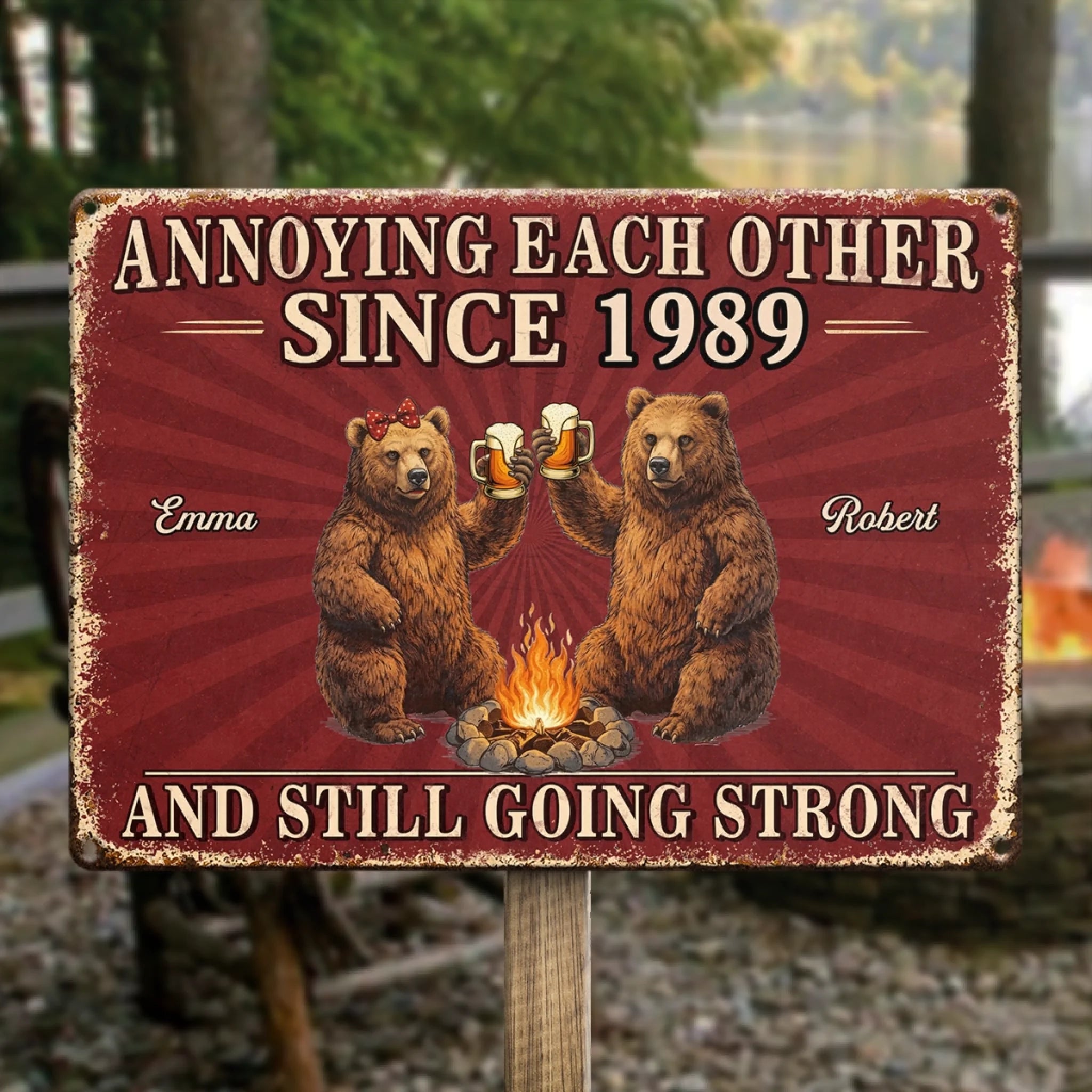 Love Drives Us Crazy Custom Home Decor Metal Sign, Personalized Camping Gift for Couples