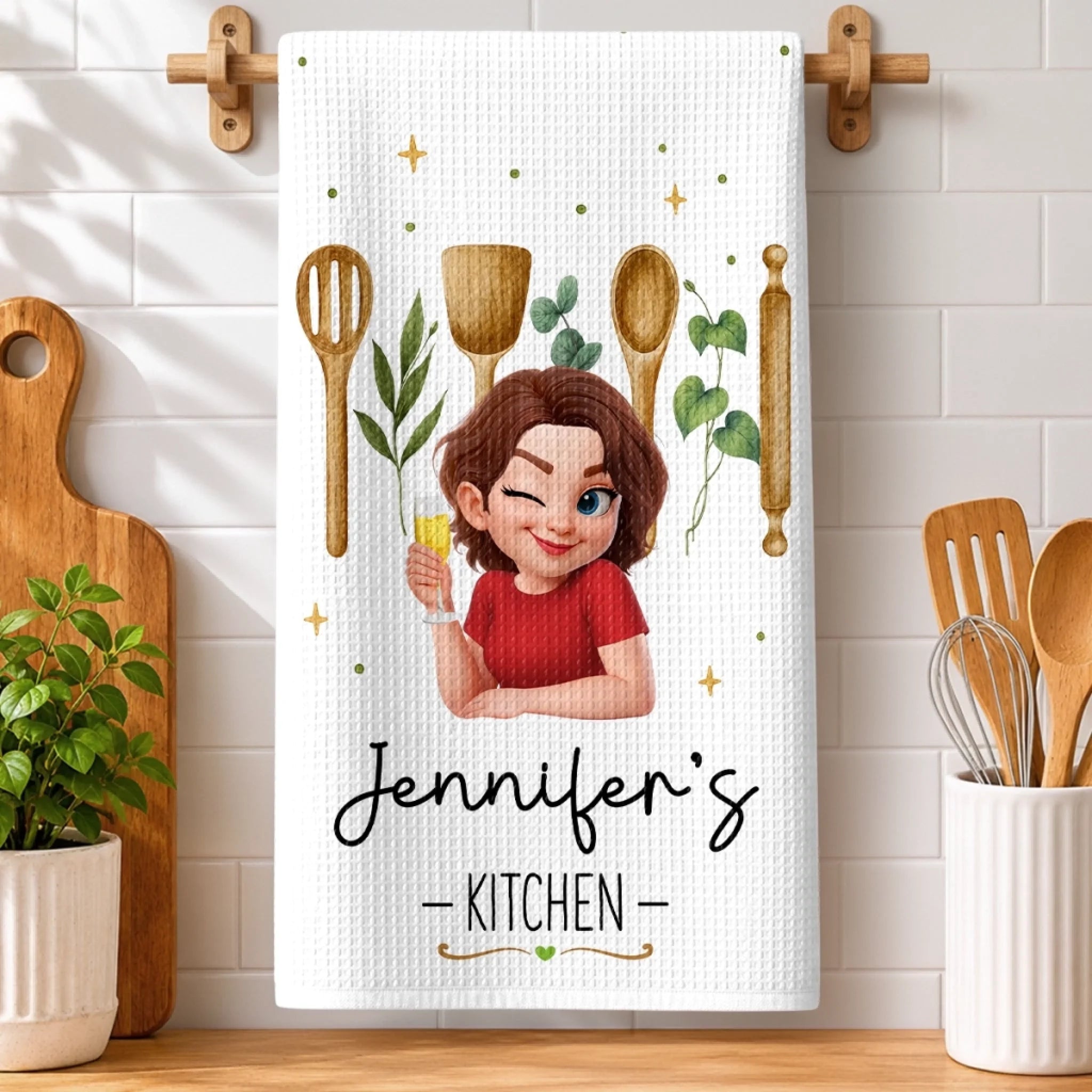 Custom Kitchen Towel, Personalized Birthday Gift for Her, Mom or Grandma, A Pinch of Happiness
