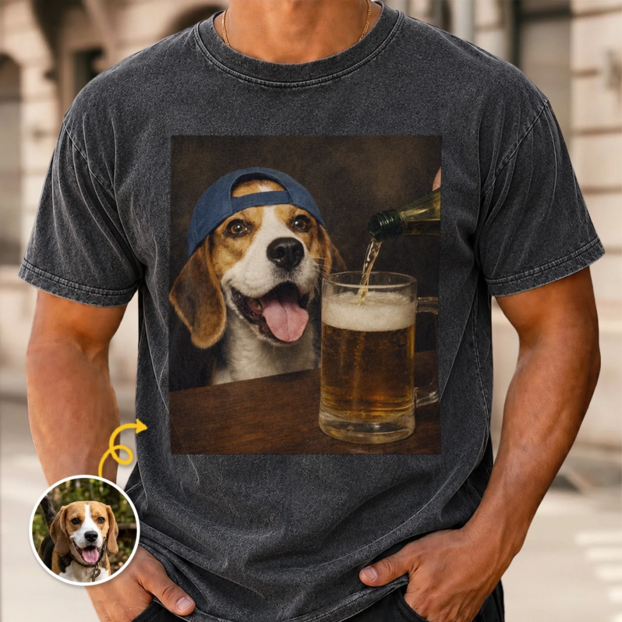 Custom Photo Washed Cotton T-Shirt for Dog & Cat Lovers, Personalized Snack Inspector Birthday Gift