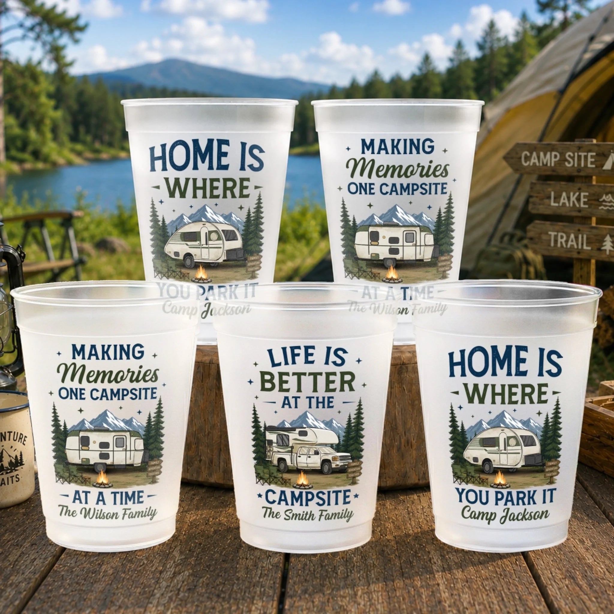 Custom Party Cups Personalized Birthday Camping Gifts for Campers Adventure Starts at Camp