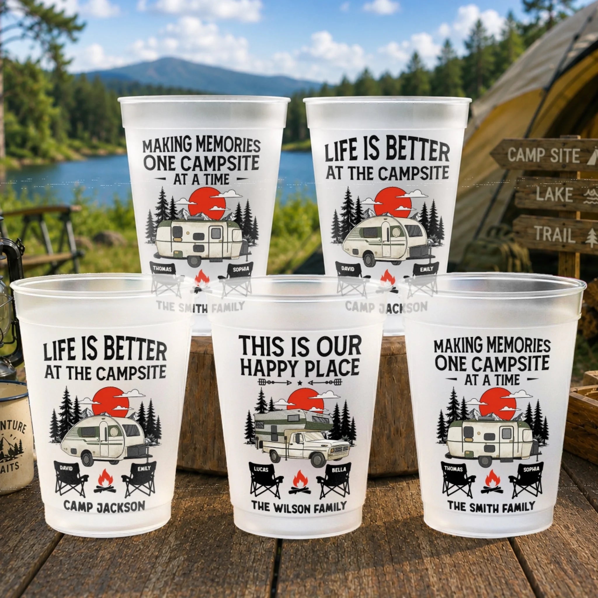 Custom Party Cups Personalized Birthday Camping Cups for Campers Camp More Worry Less