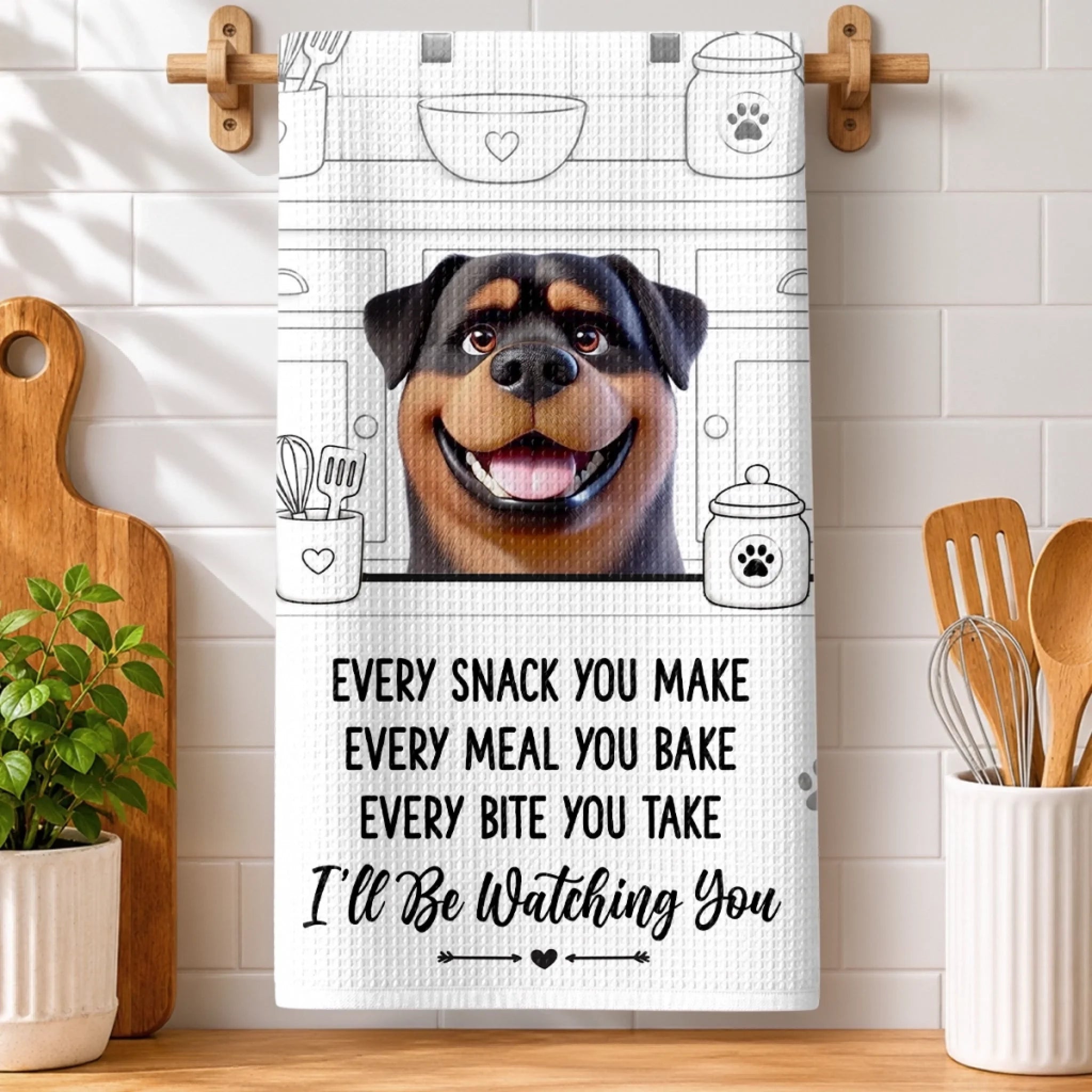 Custom Kitchen Towel for Dog Cat Lovers, Personalized Birthday Gift for Dog Moms Dads and Cat Owners