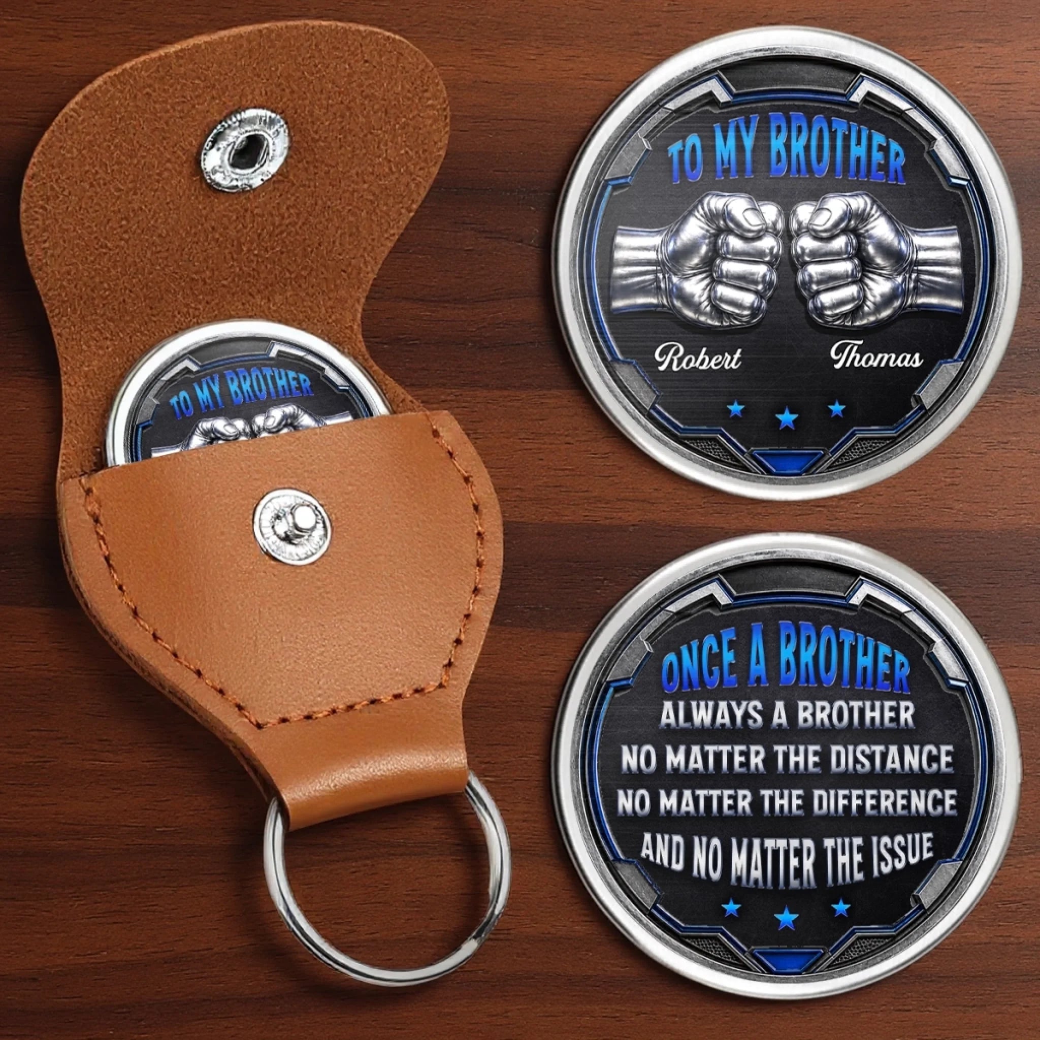 Custom Pocket Hug Personalized Birthday Gift for Brother Brothers Bonded for Life Keepsake
