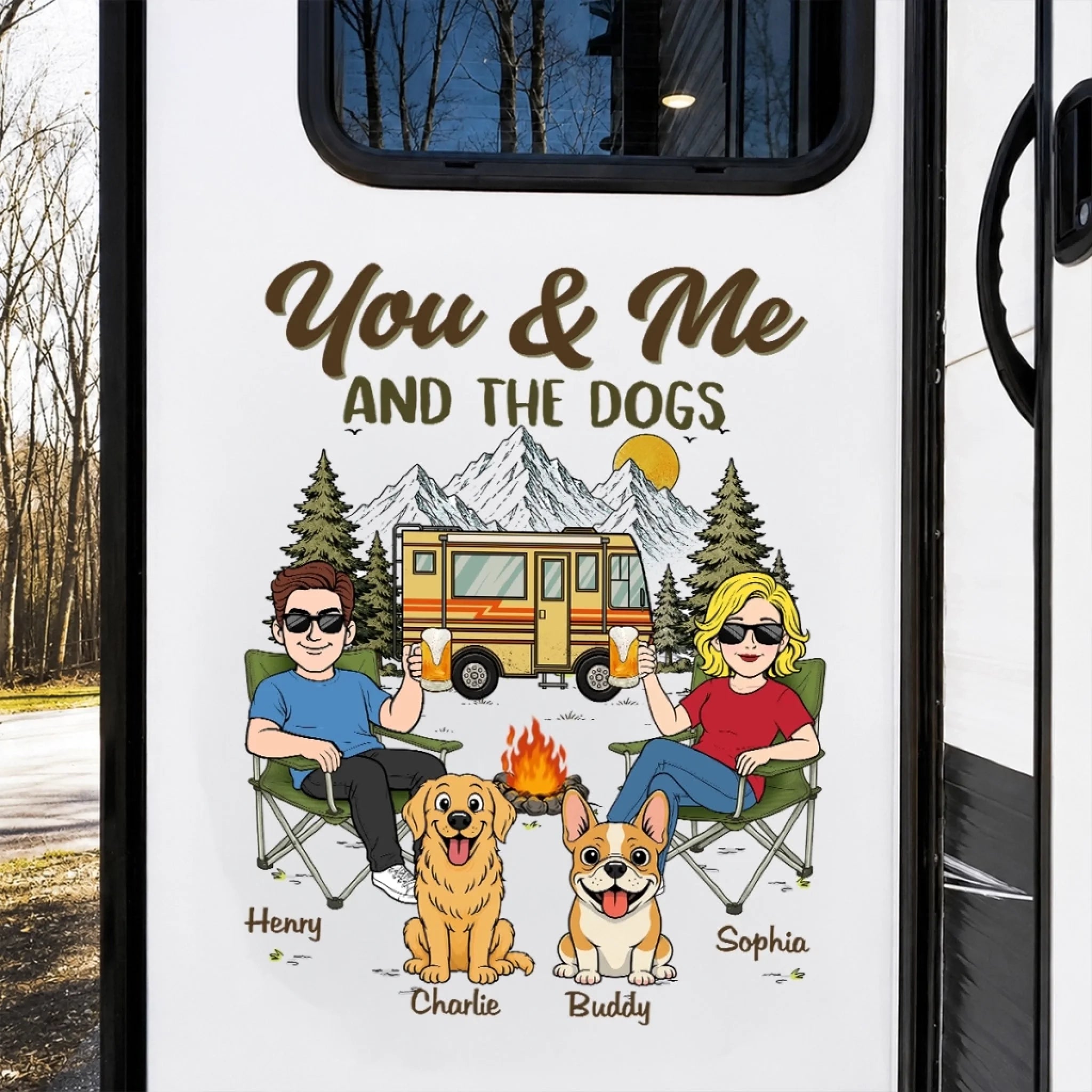 Custom RV Decal Personalized Anniversary Wedding Camping Gift for Campers and Pet Lovers