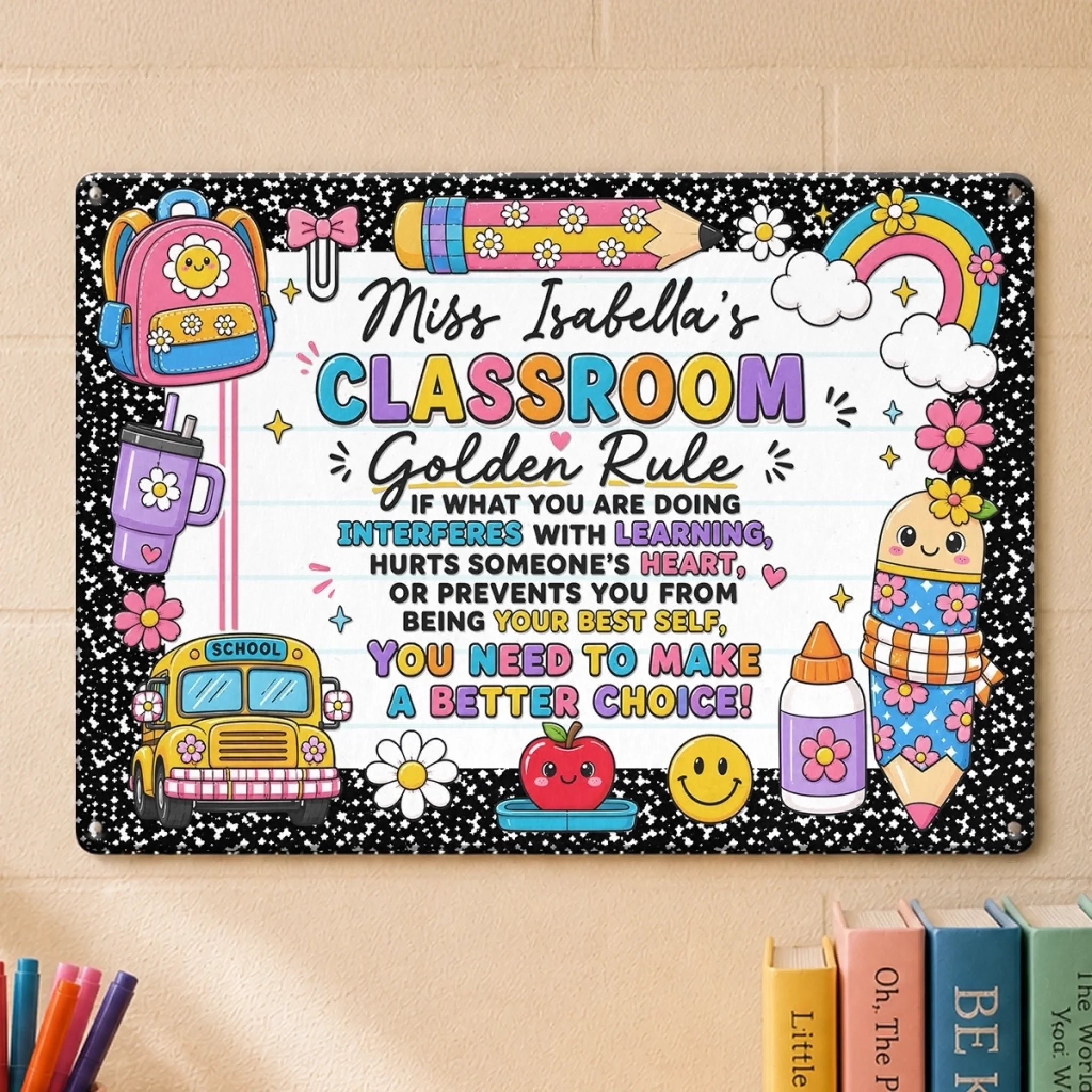 Personalized Teacher Metal Sign, Custom Back to School Home Decor Gift
