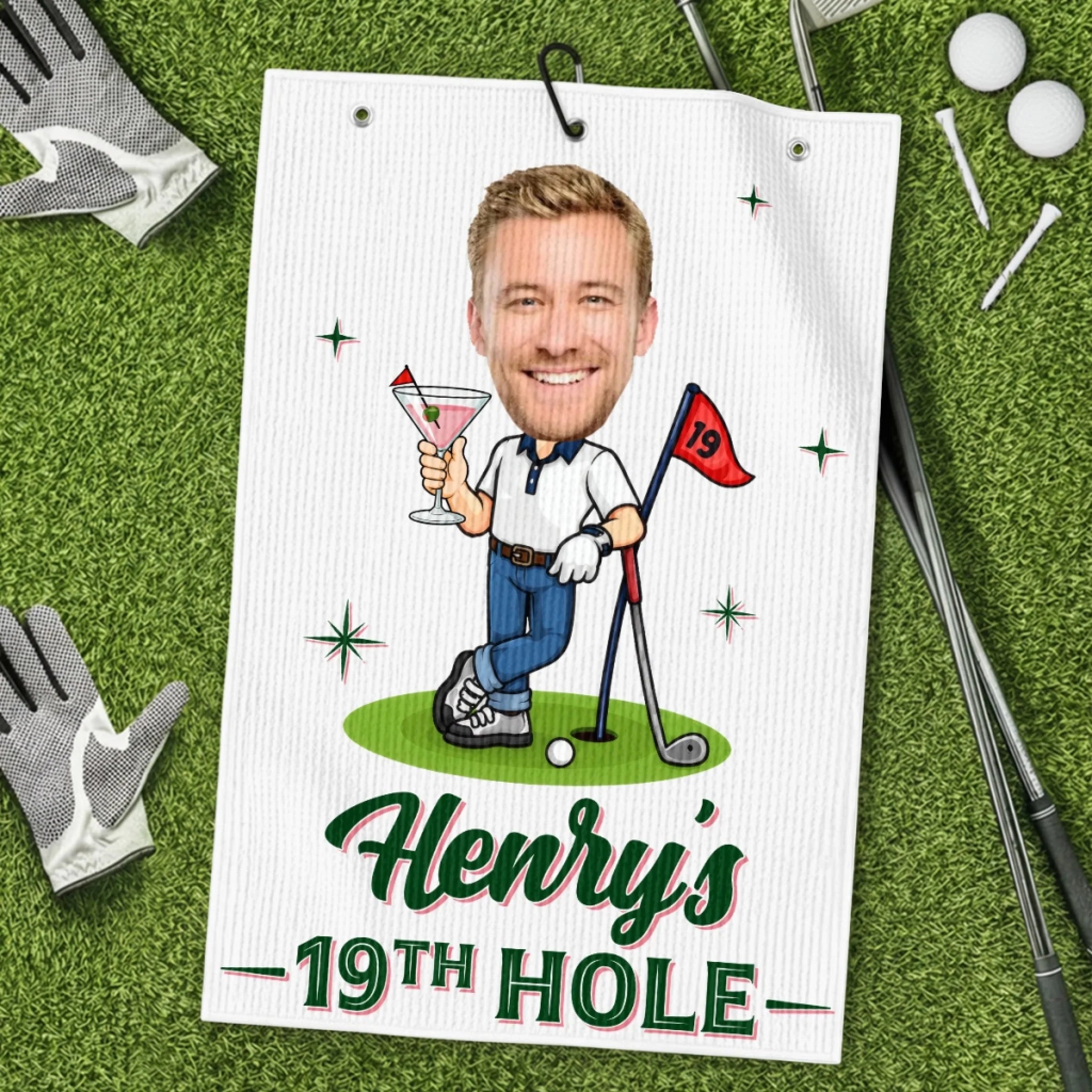 Custom Photo Golf Towel Personalized Birthday Gift for Golf Lovers, Golf Is My Happy Place