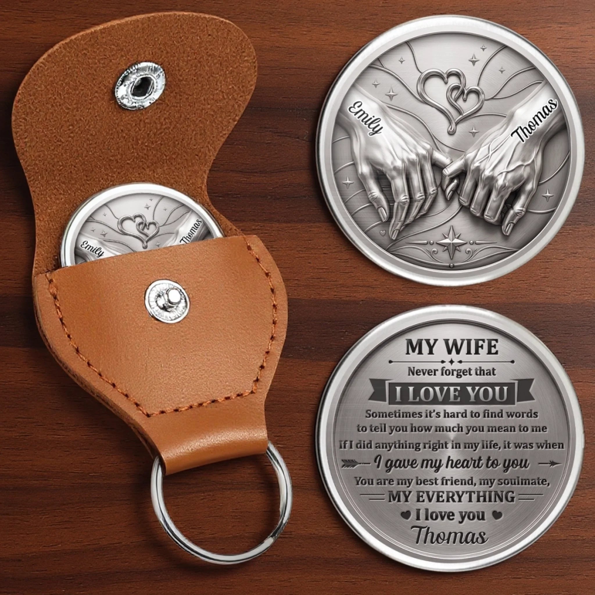 Personalized Pocket Hug Anniversary Gift for Husband or Wife, Wedding Keepsake for Him or Her