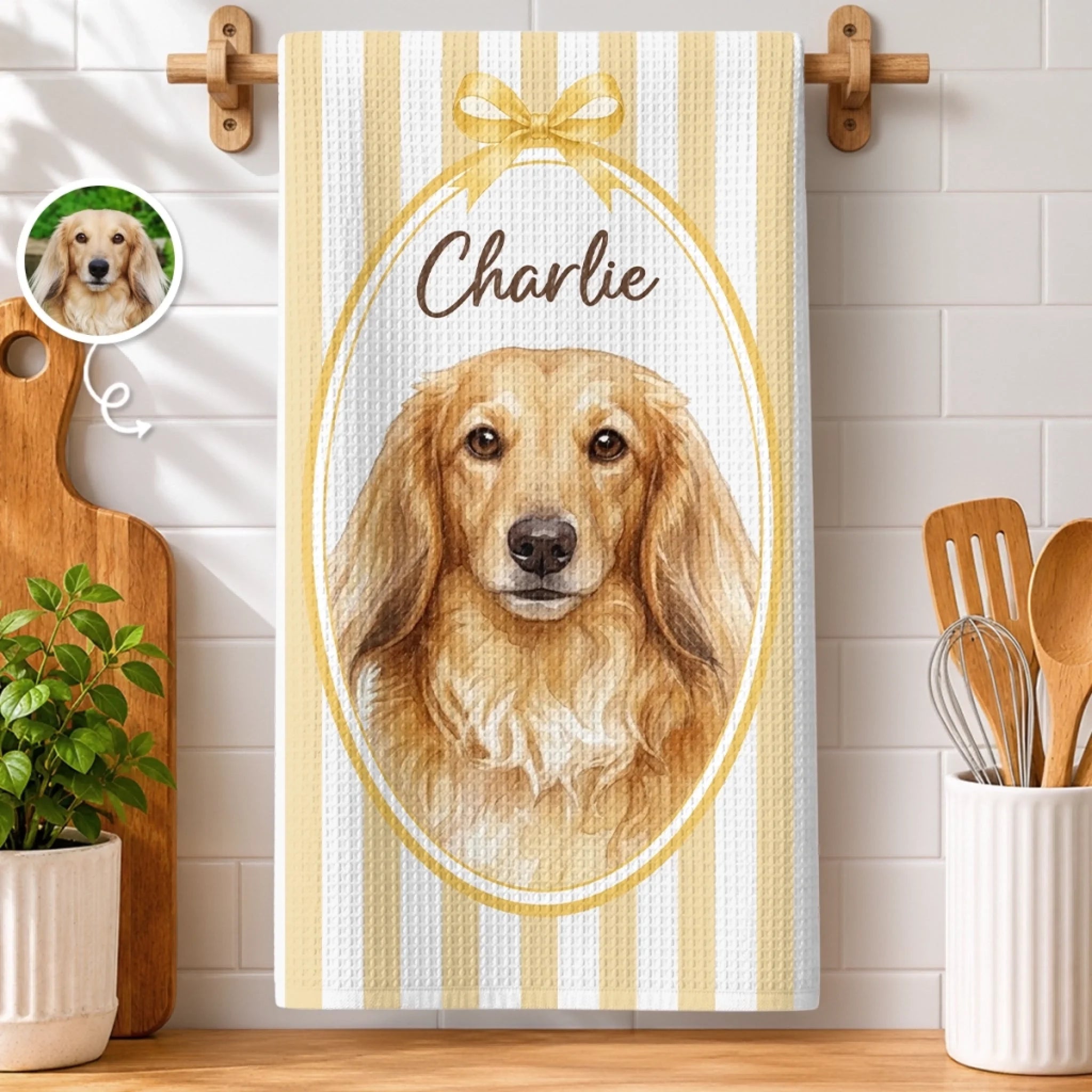 Personalized Photo Kitchen Towel for Dog and Cat Lovers, Custom Pet Birthday Gift for Moms and Dads