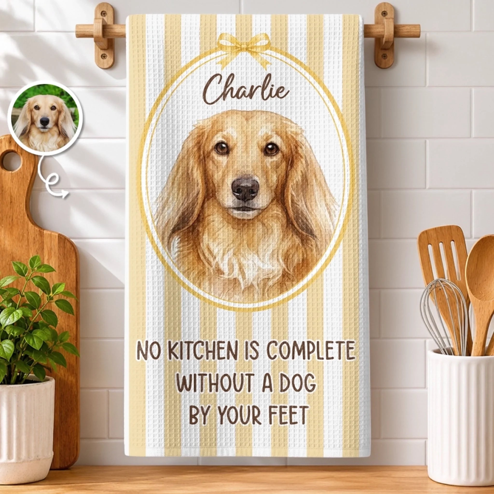 Custom Photo Kitchen Towel, Personalized Birthday Gift for Dog or Cat Lovers, Furry Sous Chef