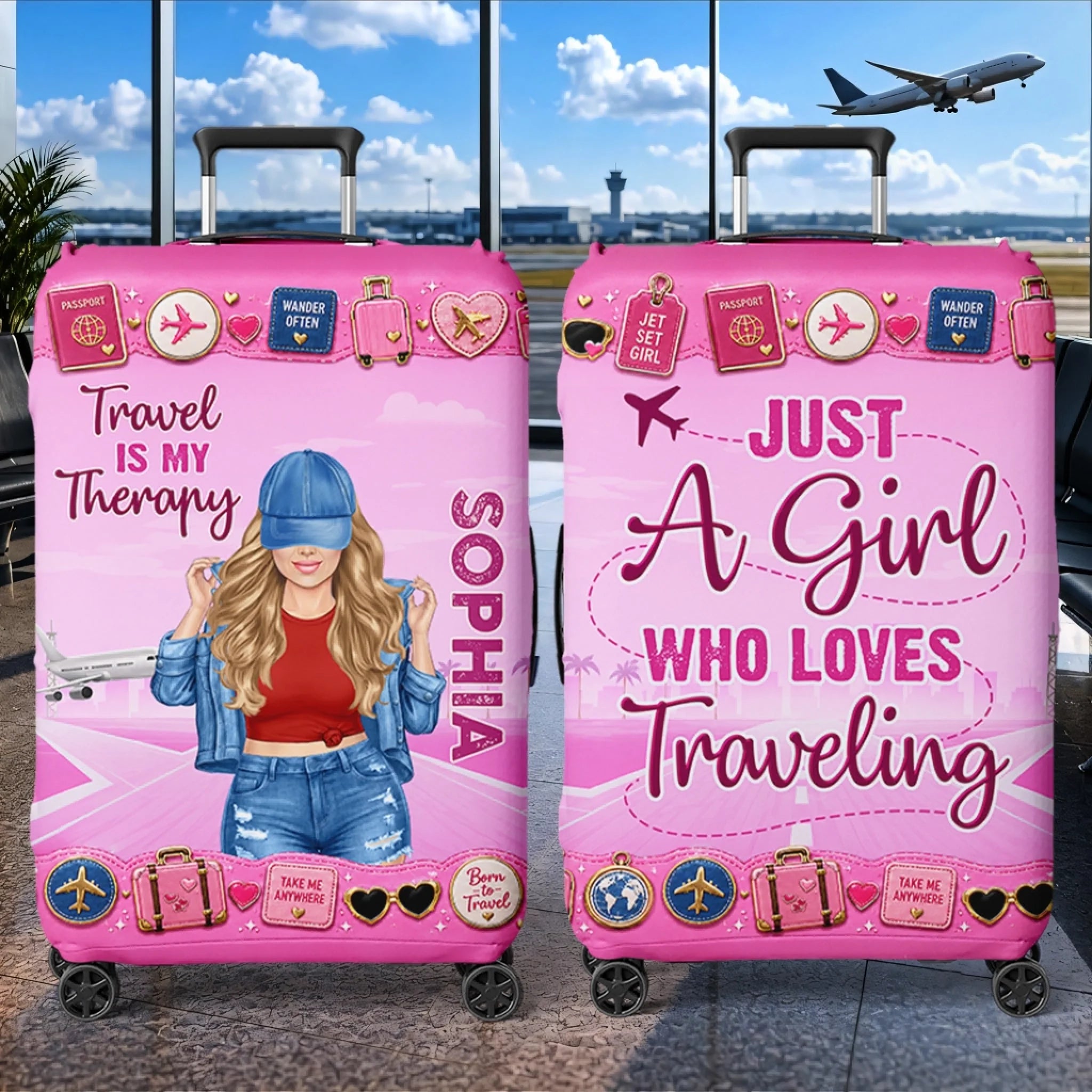Custom Luggage Cover Personalized Travel Gift for Women Besties Sisters Collecting Memories