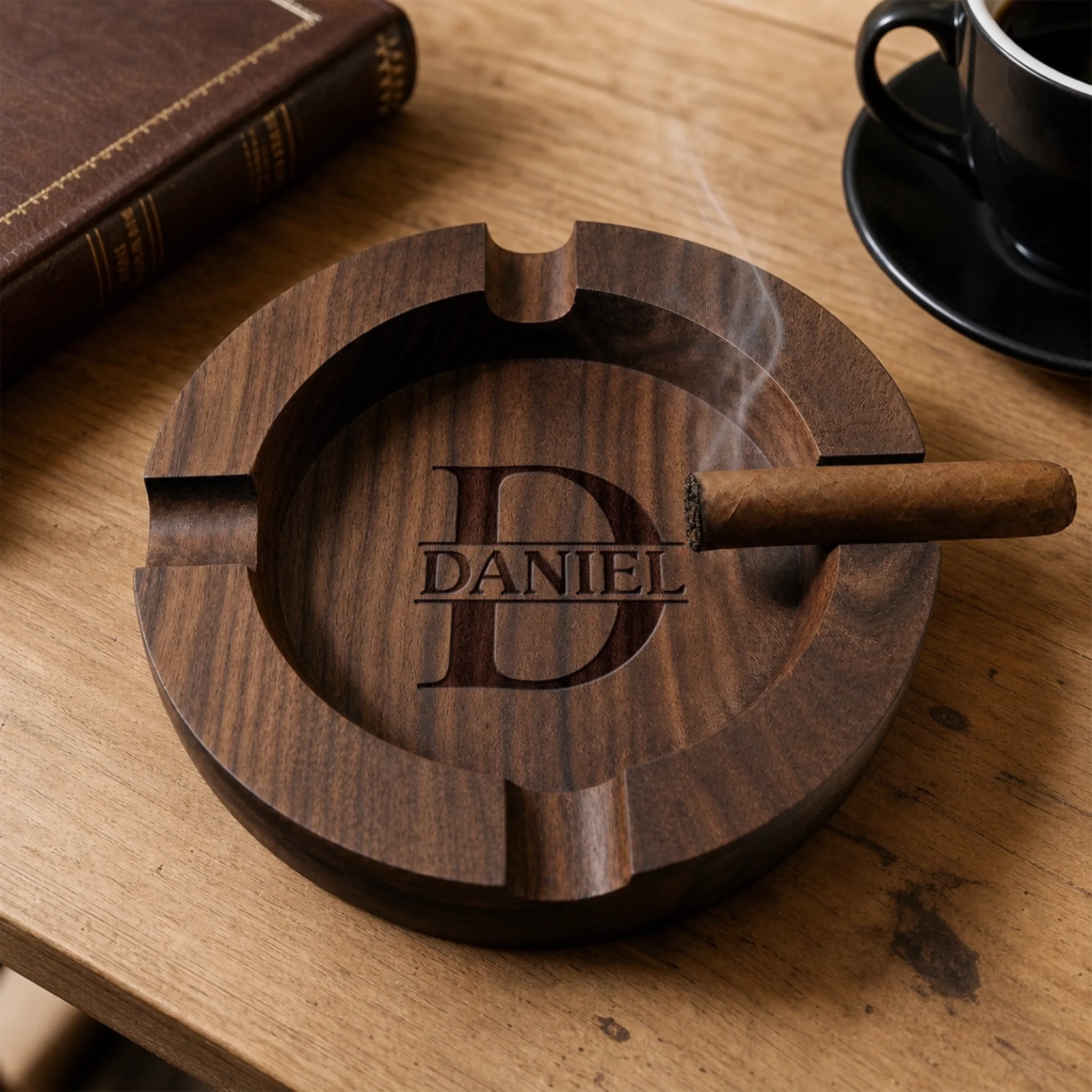 Custom Wood Ashtray Personalized Birthday Gift for Men Dad Brother Grandpa Husband Built Different
