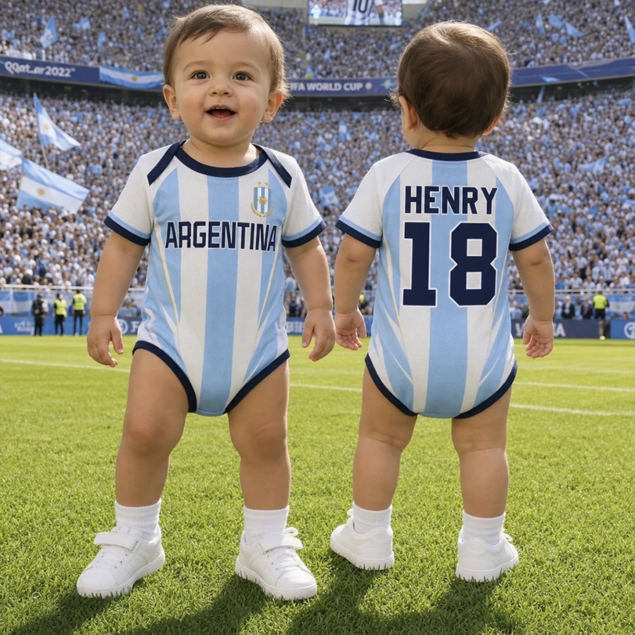 Custom Argentina World Football Baby Jersey Bodysuit Personalized Baby Shower Gift