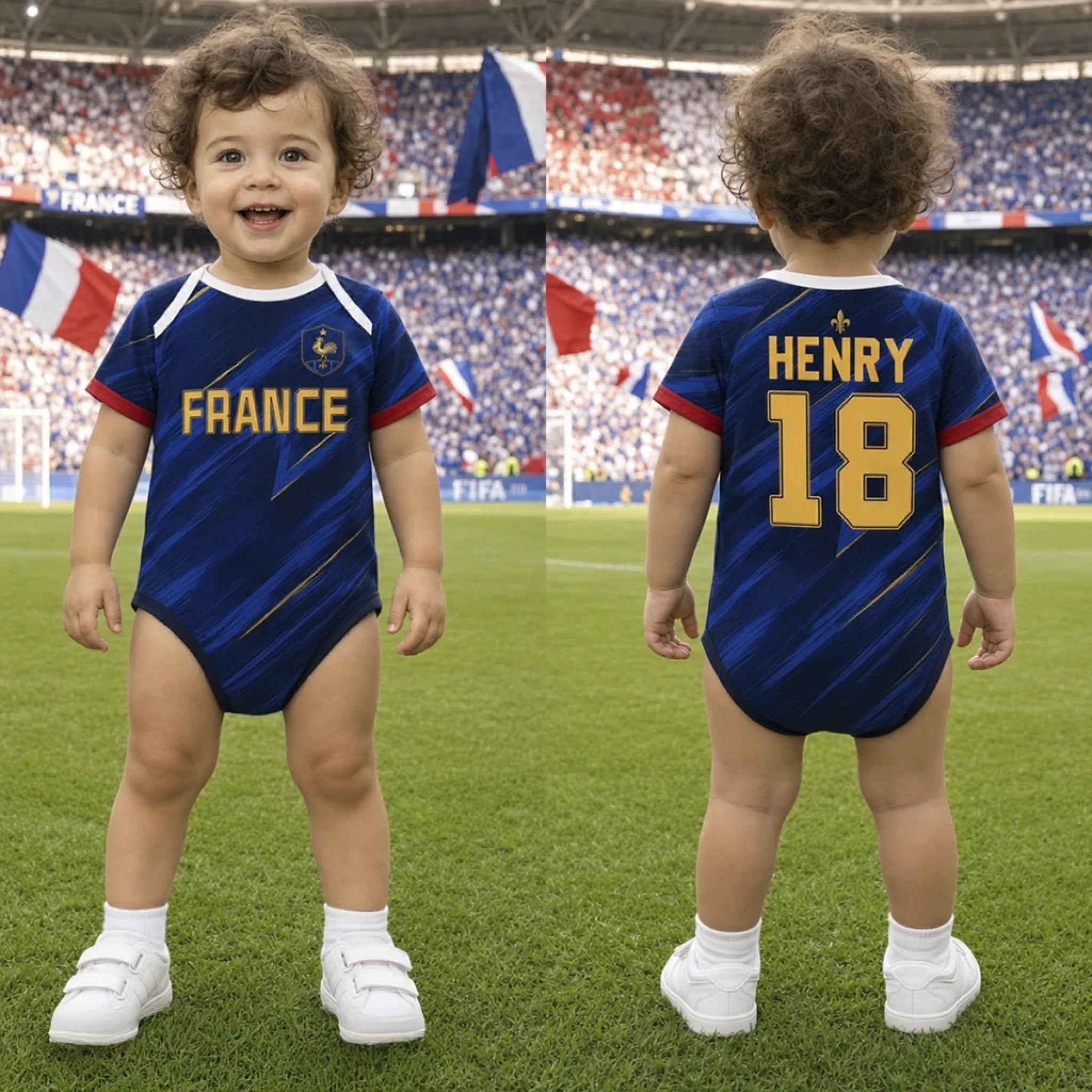 Custom France World Football Baby Jersey Bodysuit Personalized Baby Shower Gift