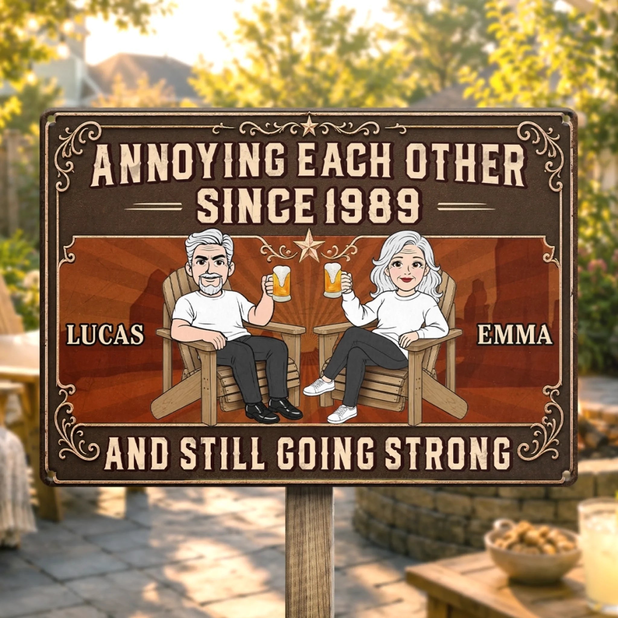 Custom Home Decor Metal Sign, Personalized Stuck With You Anniversary Wedding Gift for Couples