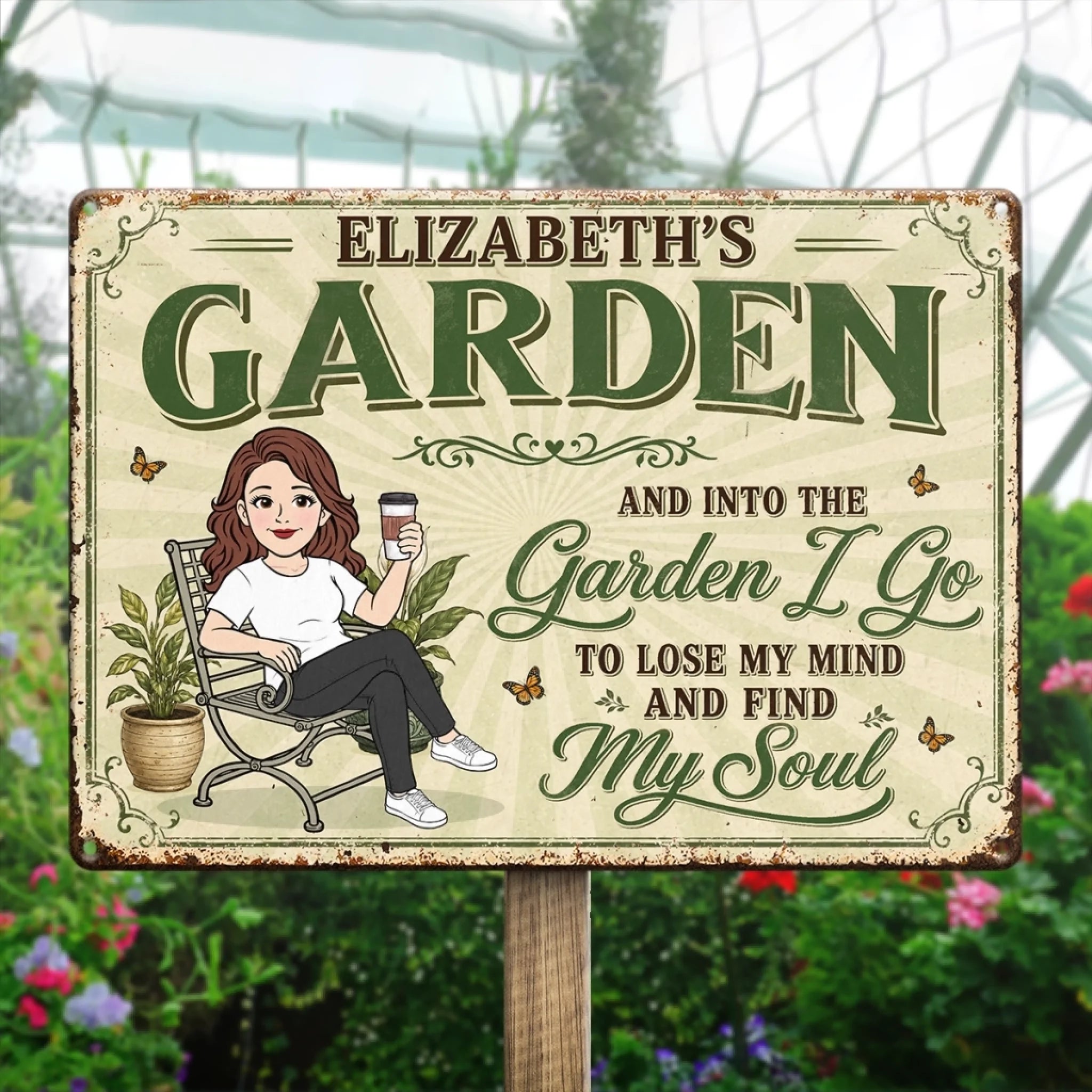 Personalized Metal Garden Sign, Custom Home Decor Birthday Gift for Gardeners