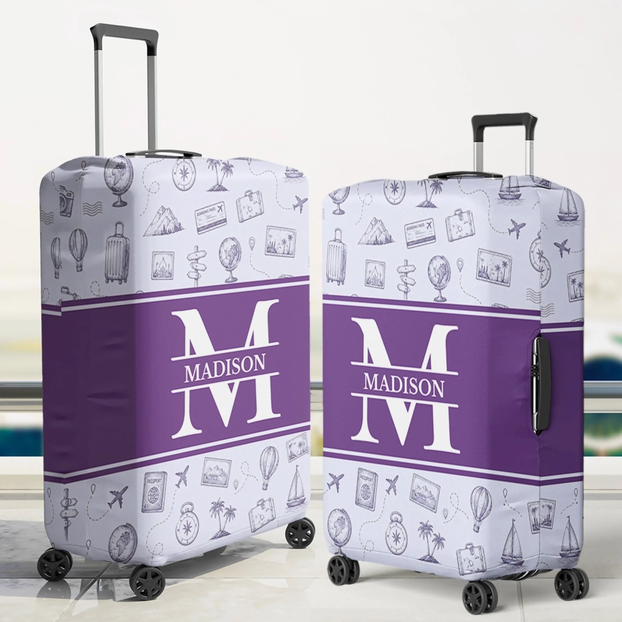 Custom Luggage Cover Personalized Adventure Starts Here Travel Gift for Women and Men