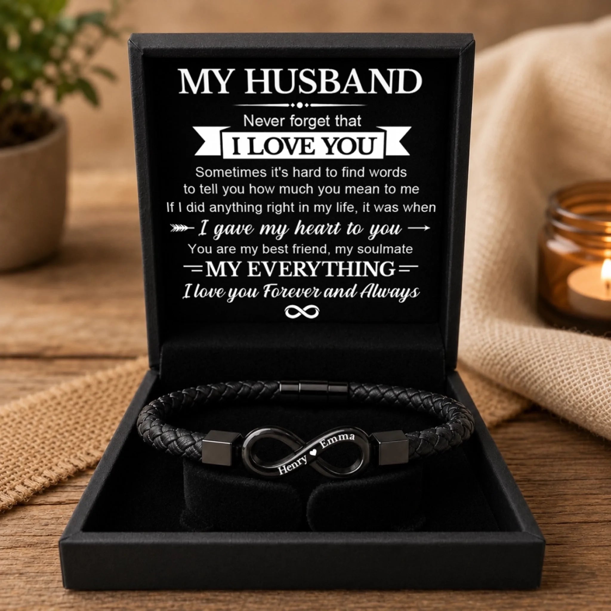 Custom Engraved Infinity Bracelet, Personalized Locked In Forever Anniversary Gift for Couples