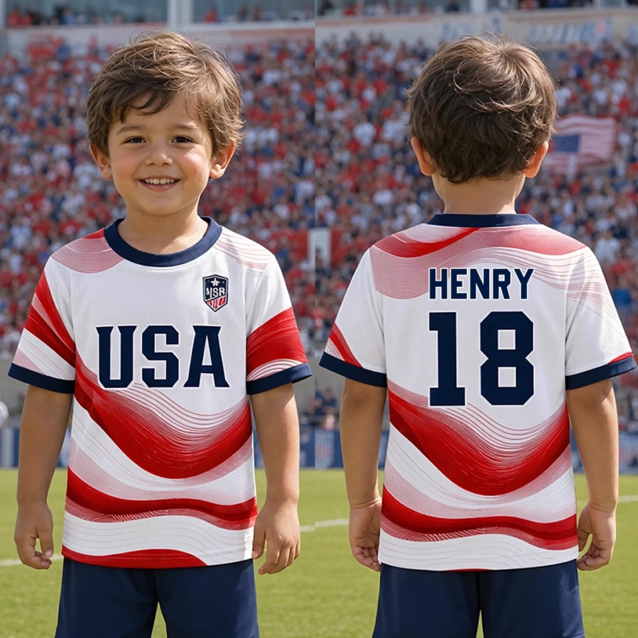 Custom USA World Football Youth Soccer Jersey Personalized Birthday Gift for Kids and Soccer Fans