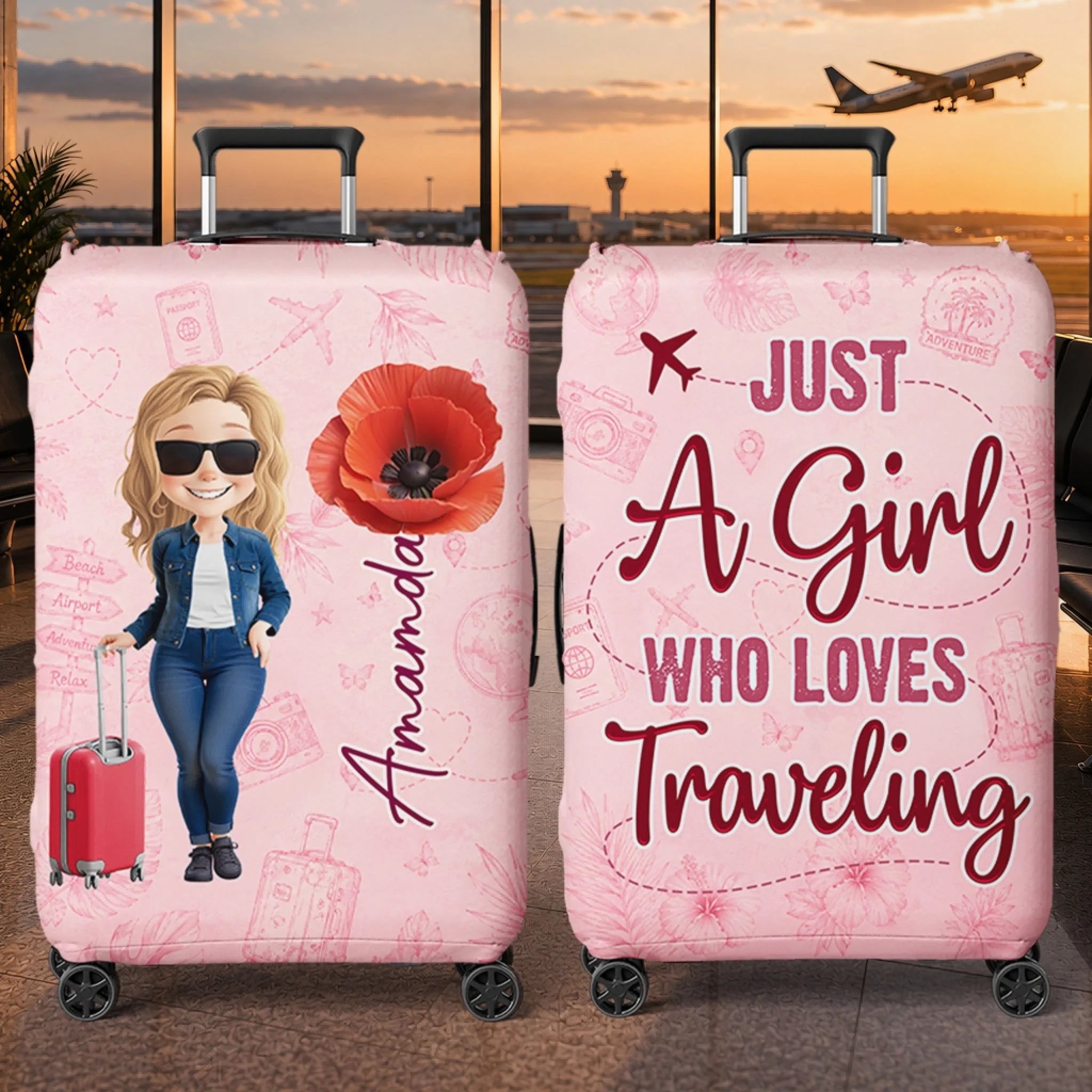 Custom Luggage Cover Personalized Summer Vacation Travel Gift for Women Besties Sisters BFF
